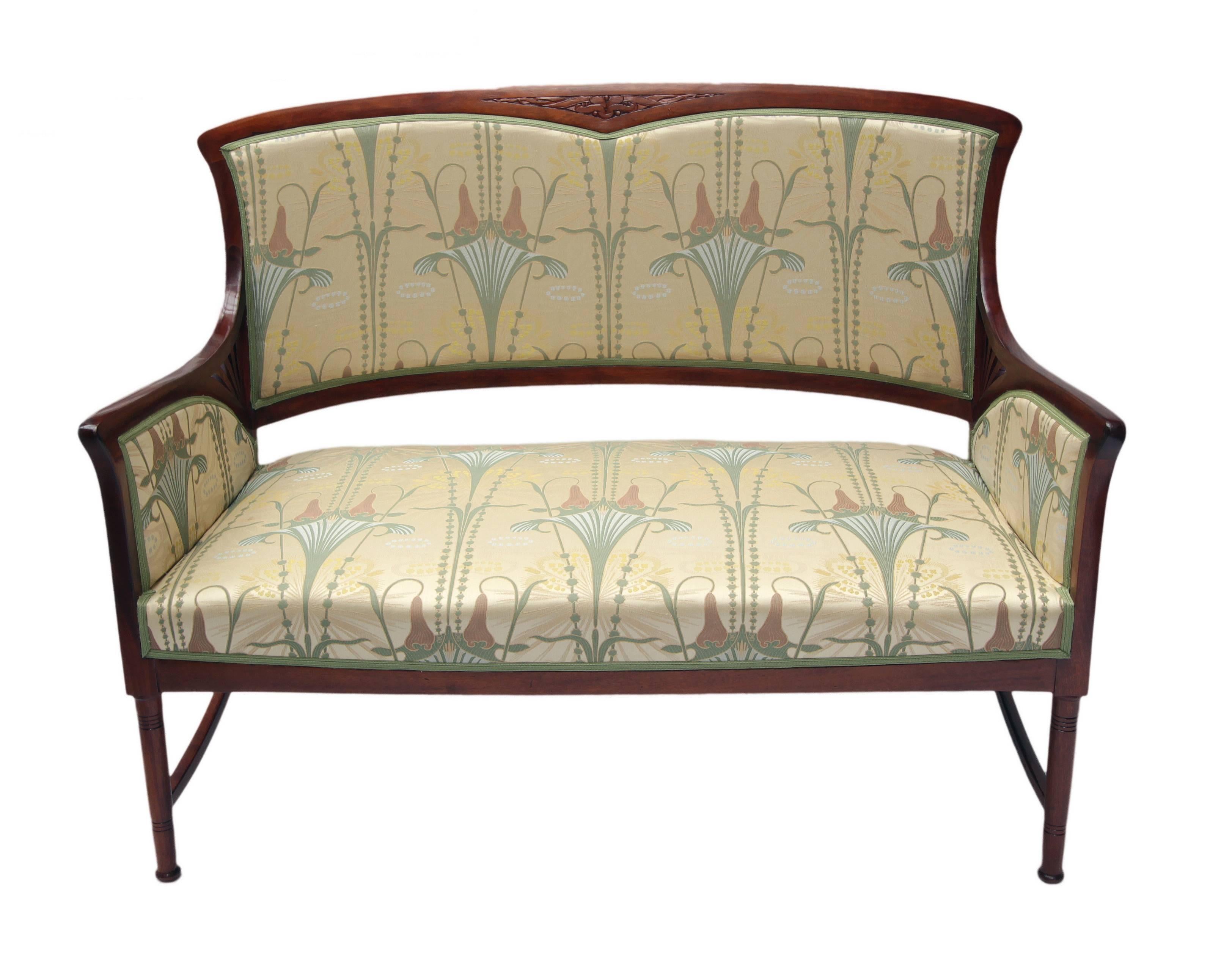 Late 19th Century Art Nouveau Mahogany Seating Group, Set of Five