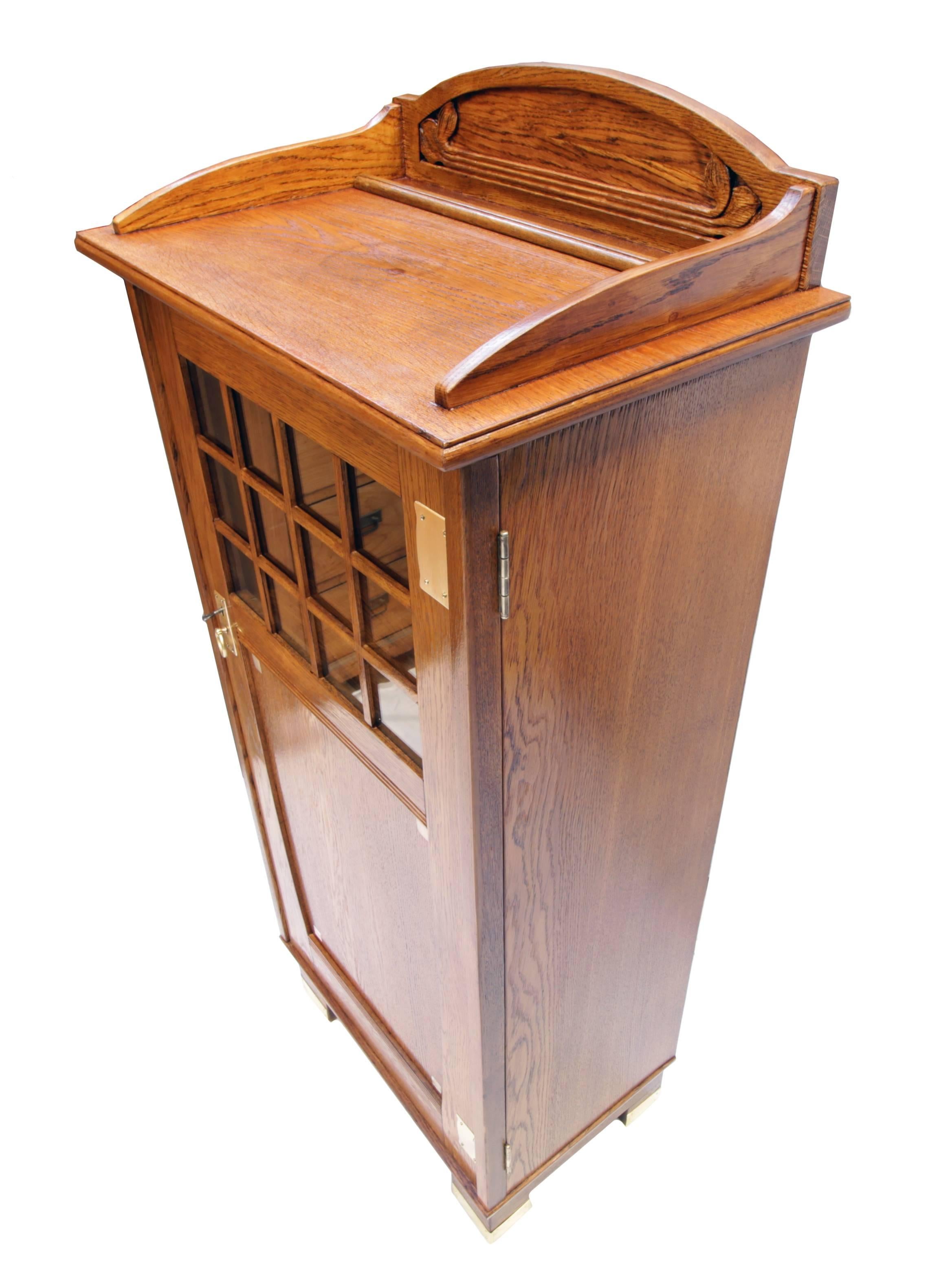 Polished Small Art Nouveau Oak Cabinet / Lectern