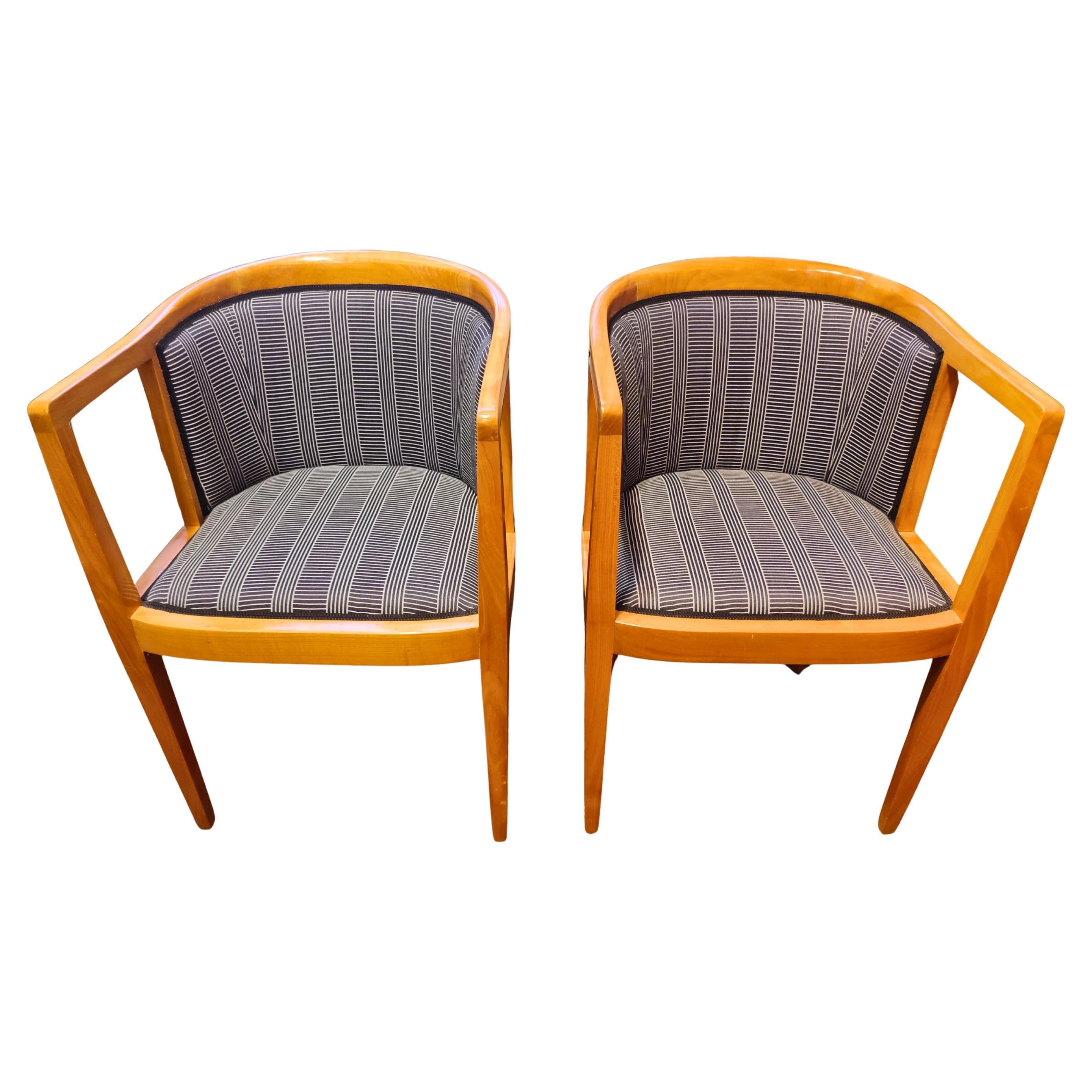 Pair of Art Nouveau Solid Cherrywood Armchairs, circa 1905