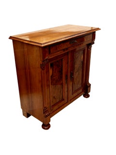 German Renaissance Revival Burl Walnut Side Cabinet, circa 1860