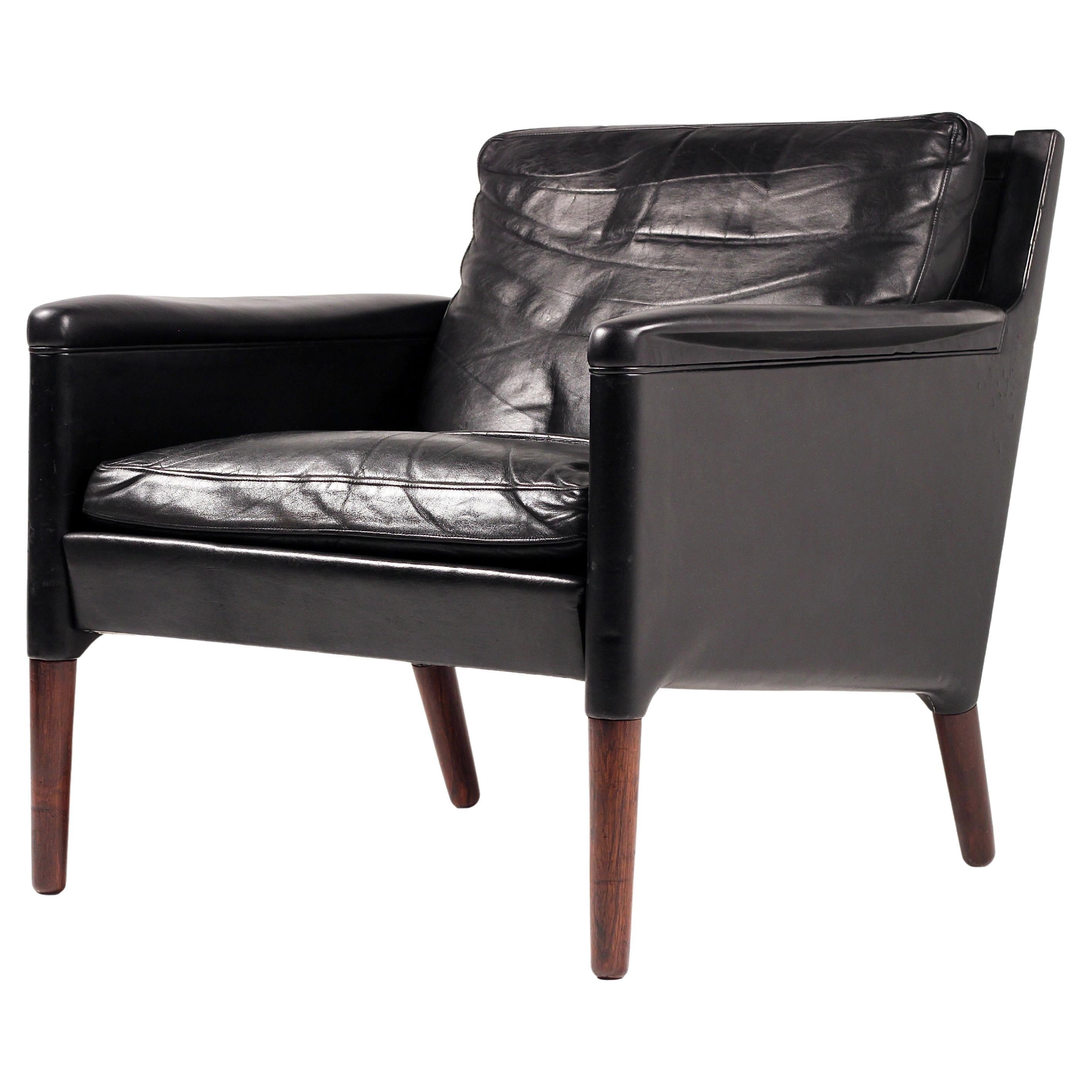 Kurt Østervig Model 55 Lounge-Sessel aus schwarzem Leder  Dänisches Mid-Century-Design