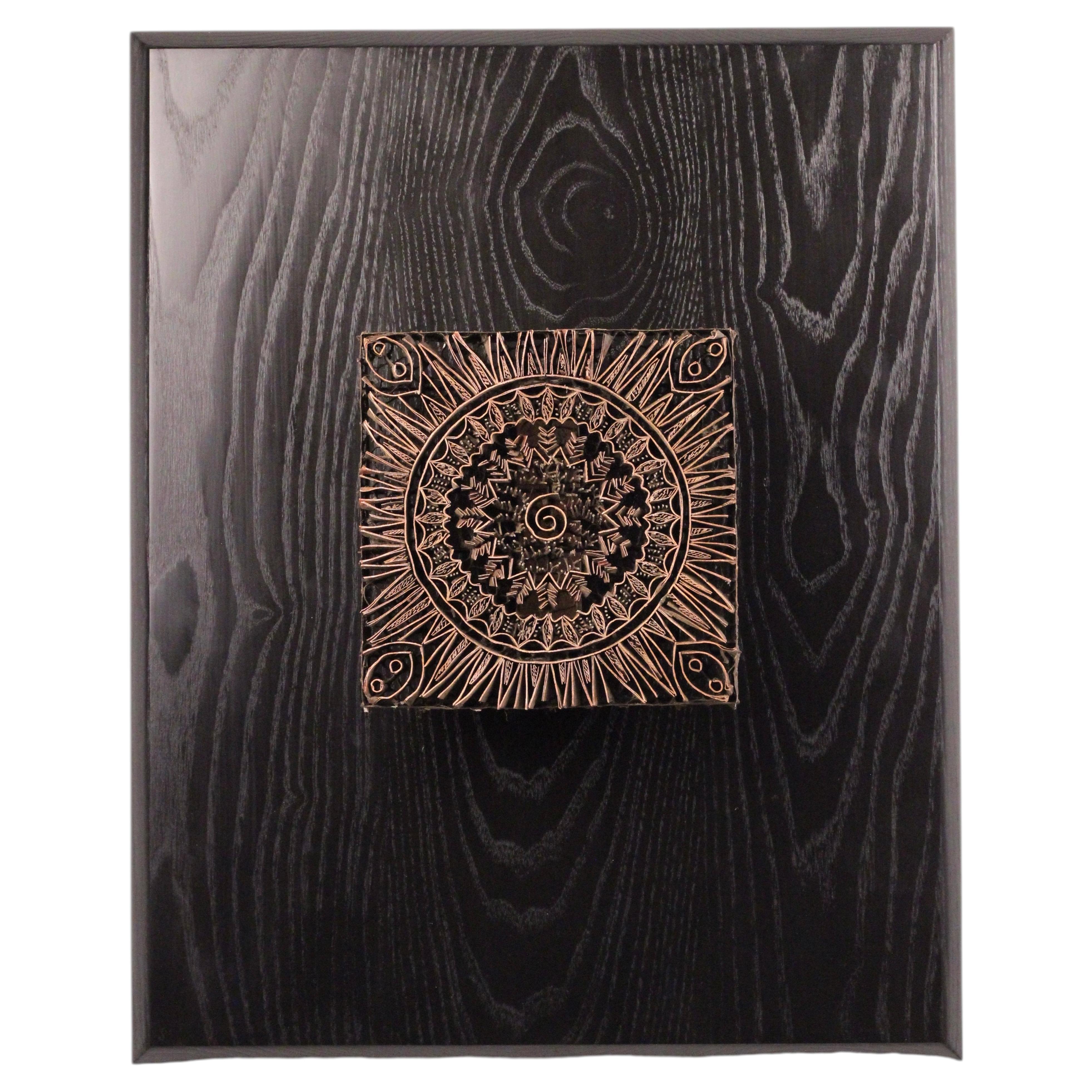 Antique Indonesian Copper Batik Printing Block Lombok Textile Wall Art For Sale