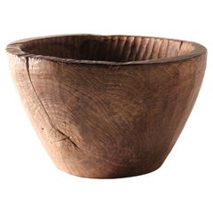 Ciotola in legno vintage Wabi-Sabi, Lombok, centrotavola scultoreo organico