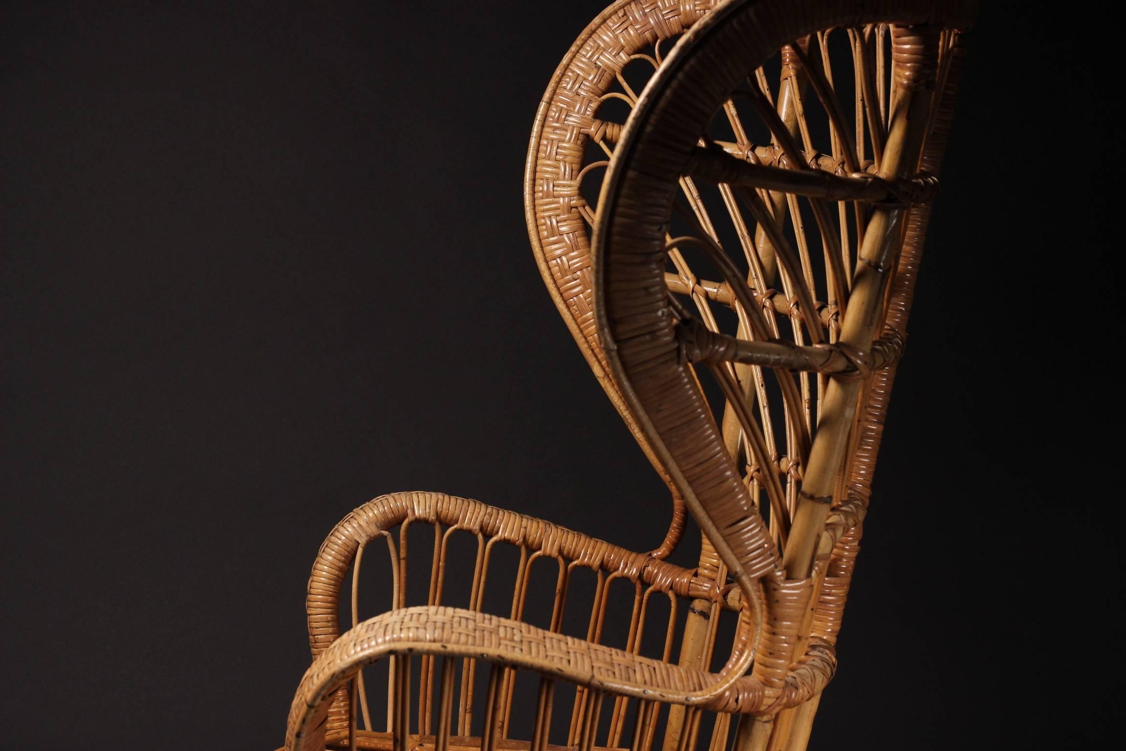 Italian Wicker chair designed by Lio Carminati