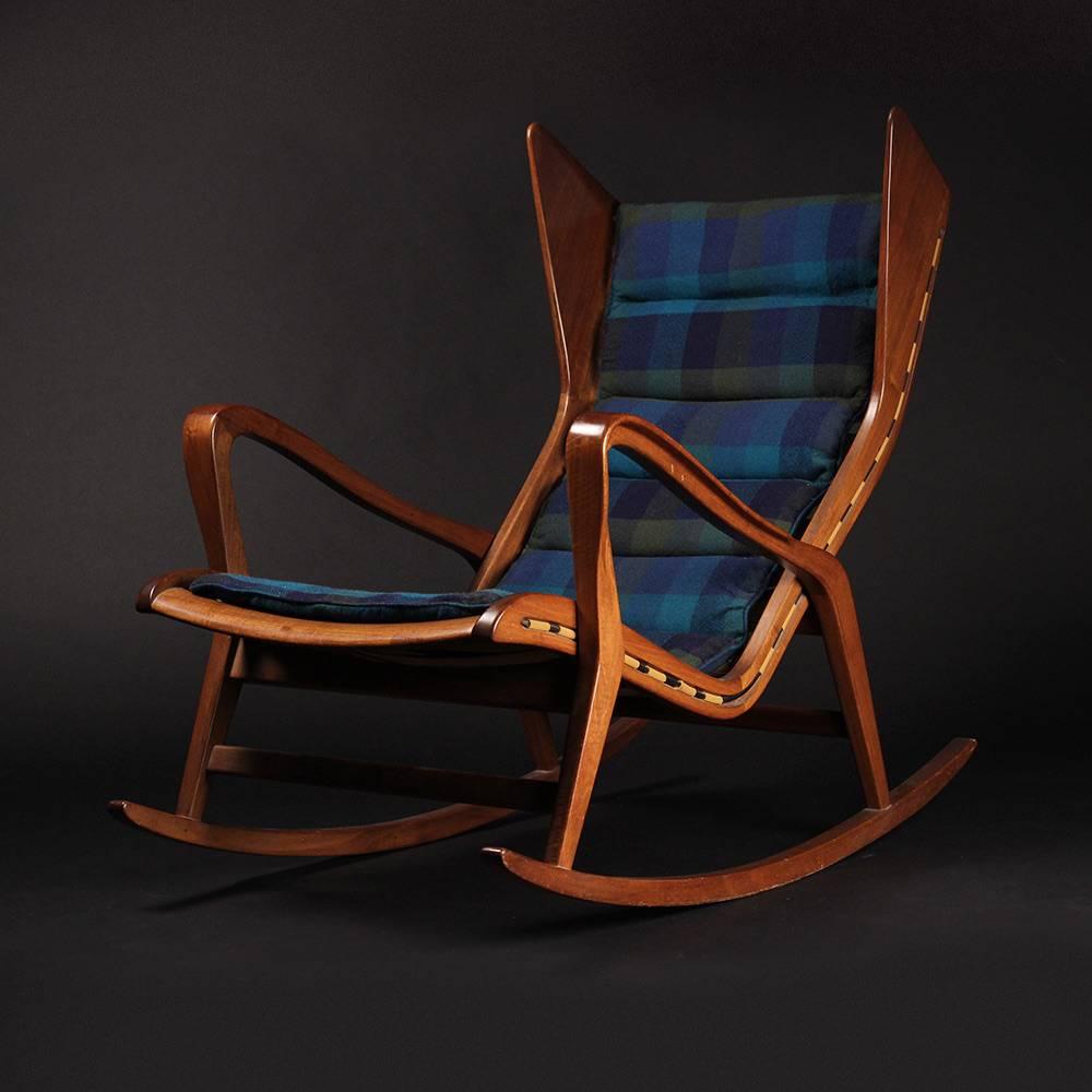 Woodwork Italian Rocking Chair Model 572 By Cassina