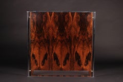Scandinavian Modern Style Coffee Table In Chrome, Glass and Rosewood by Merrow