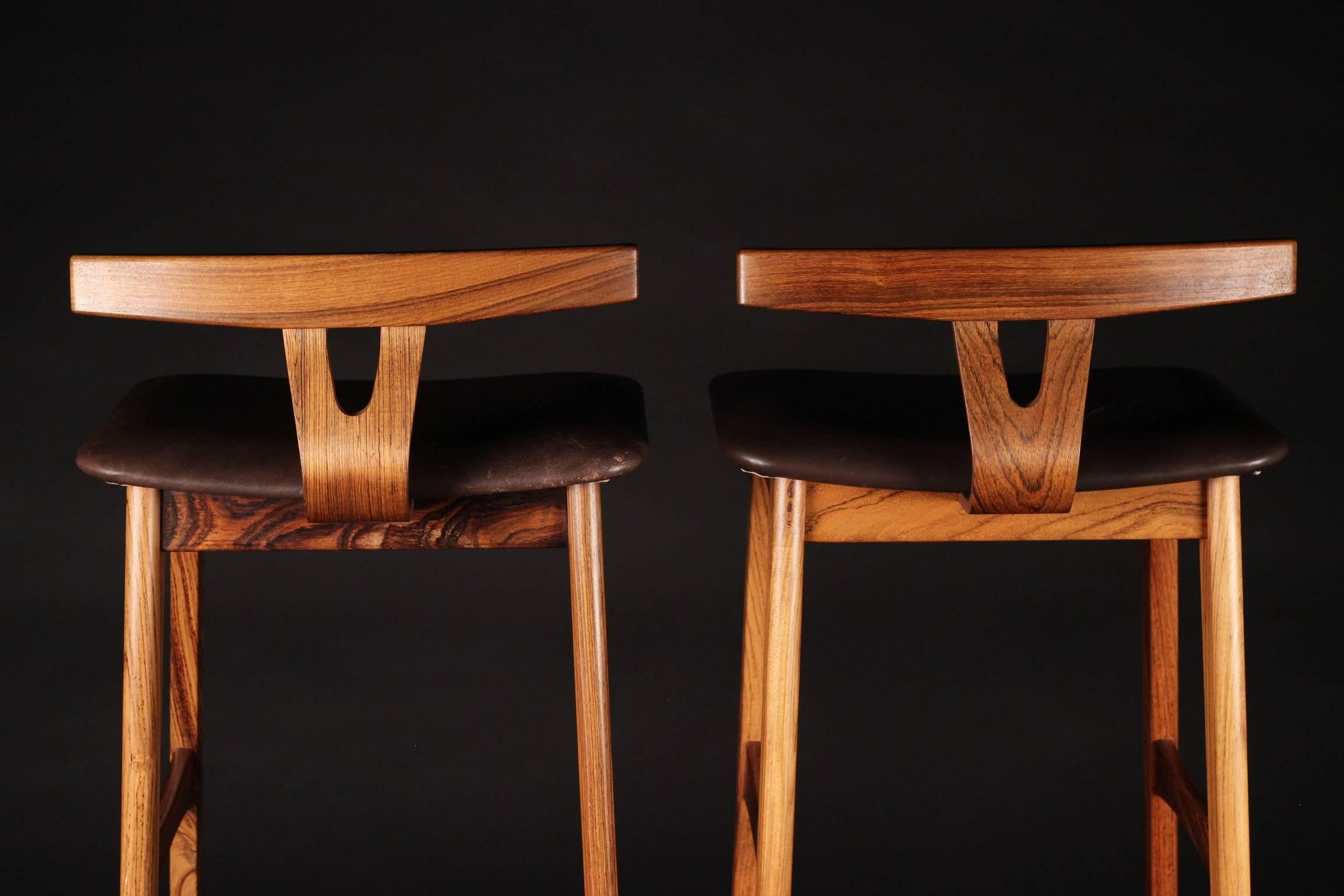 Mid-Century Modern Erik Buch Rosewood Bar Stools by Dyrlund