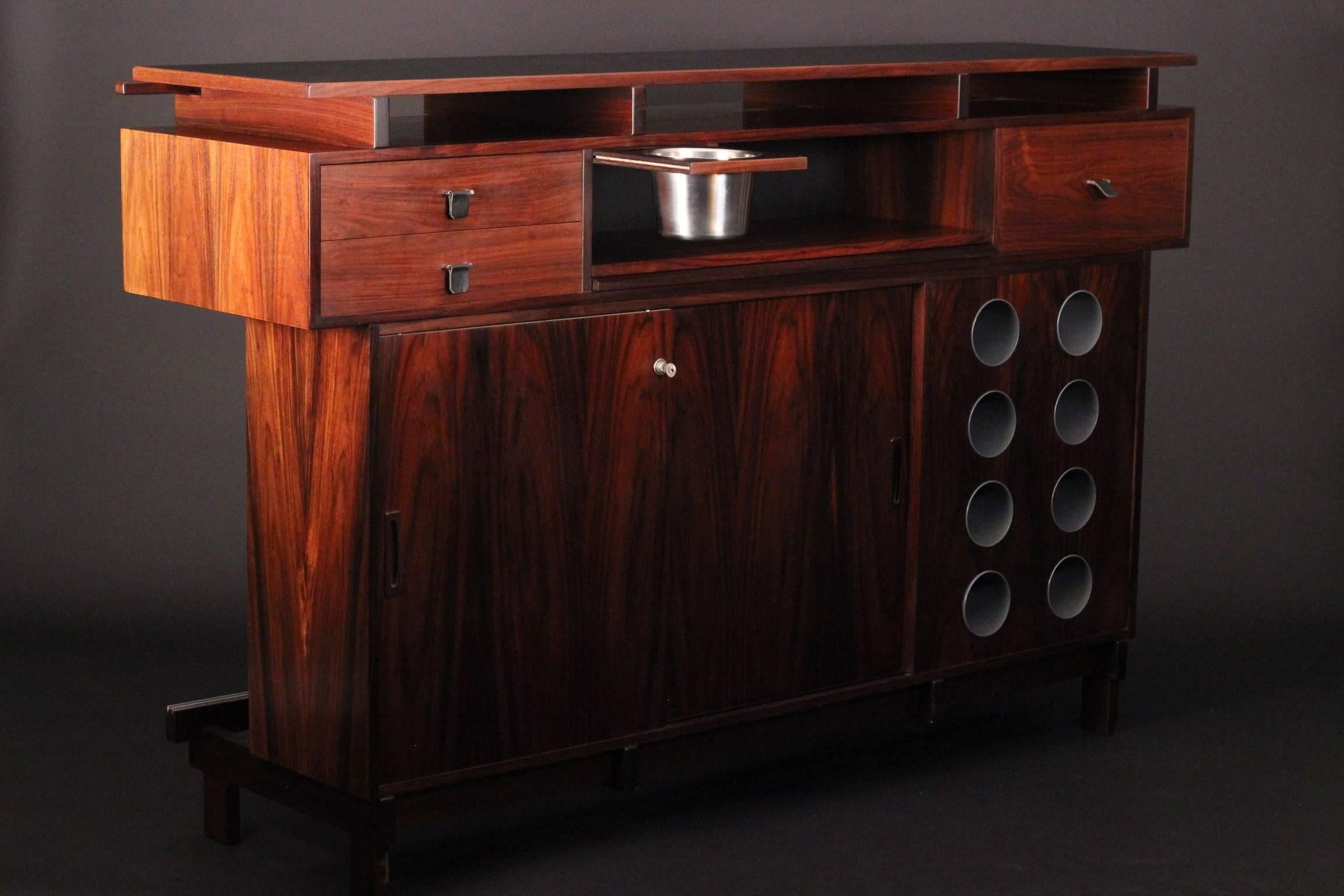 Scandinavian Modern Danish Rosewood Dry Bar/ Cocktail Bar by Dyrlund 1