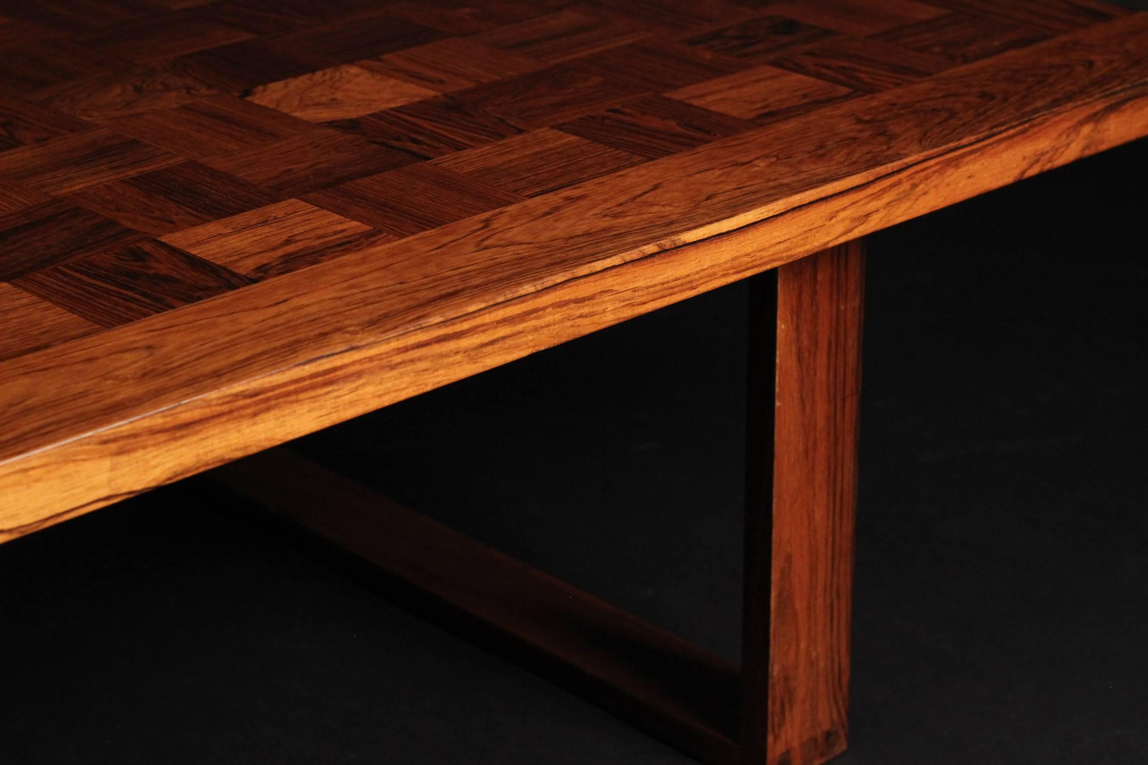 Danish Scandinavian Modern Square Rosewood Coffee or Cocktail Table by Poul Cadovius For Sale