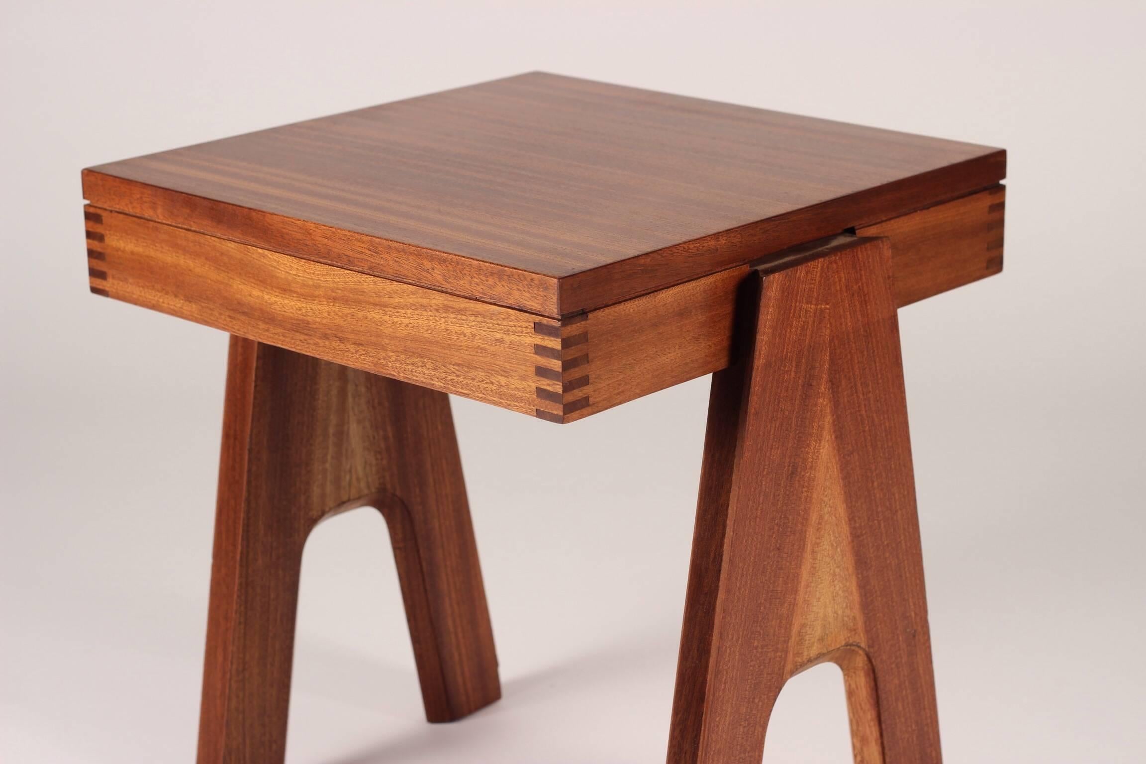 Mid-20th Century Midcentury Rare and early Square Mahogany Side Table by Angelo Mangiarotti