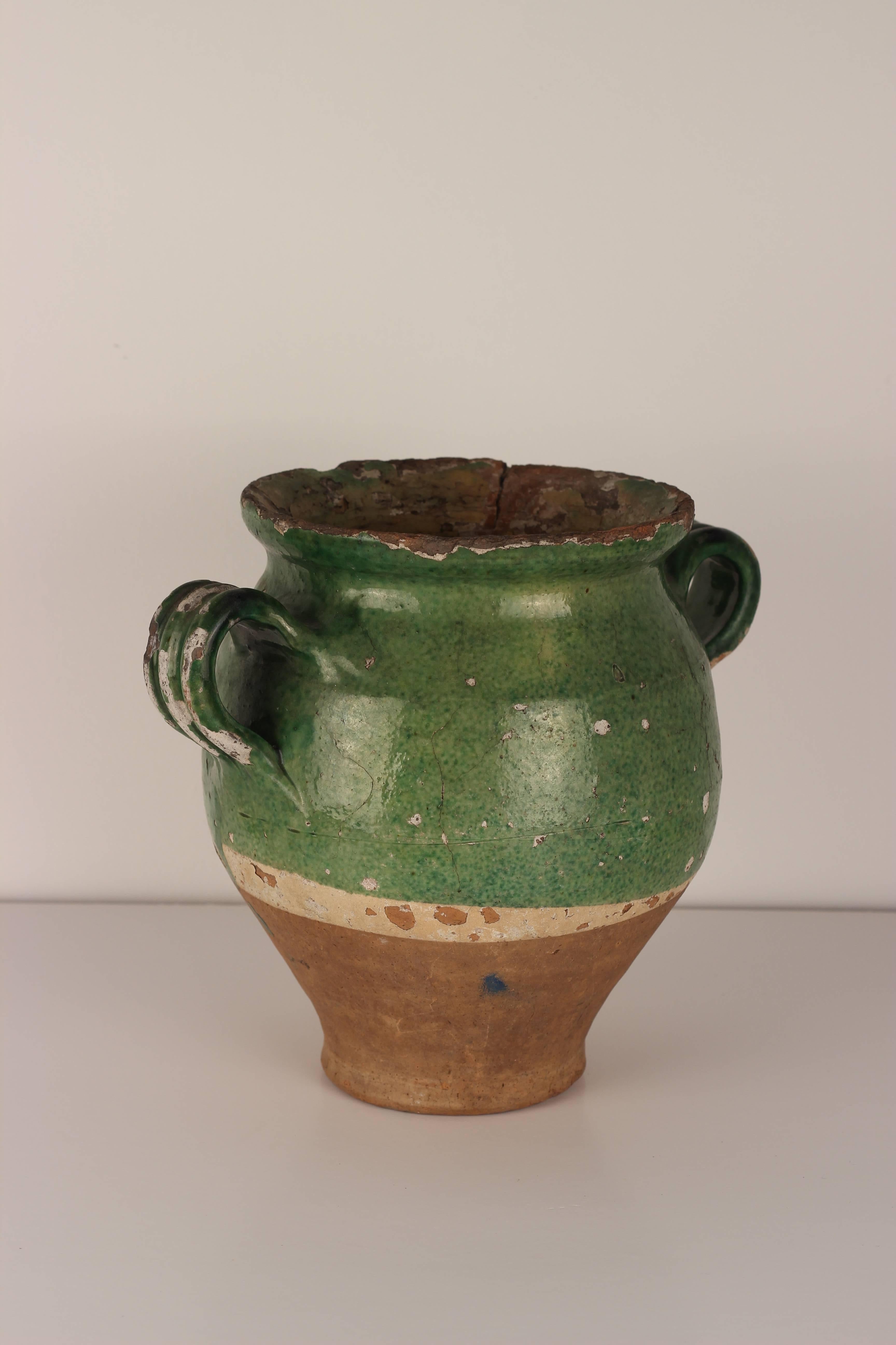 Rare Green Confit Pot from the South of France, 19th Century 1