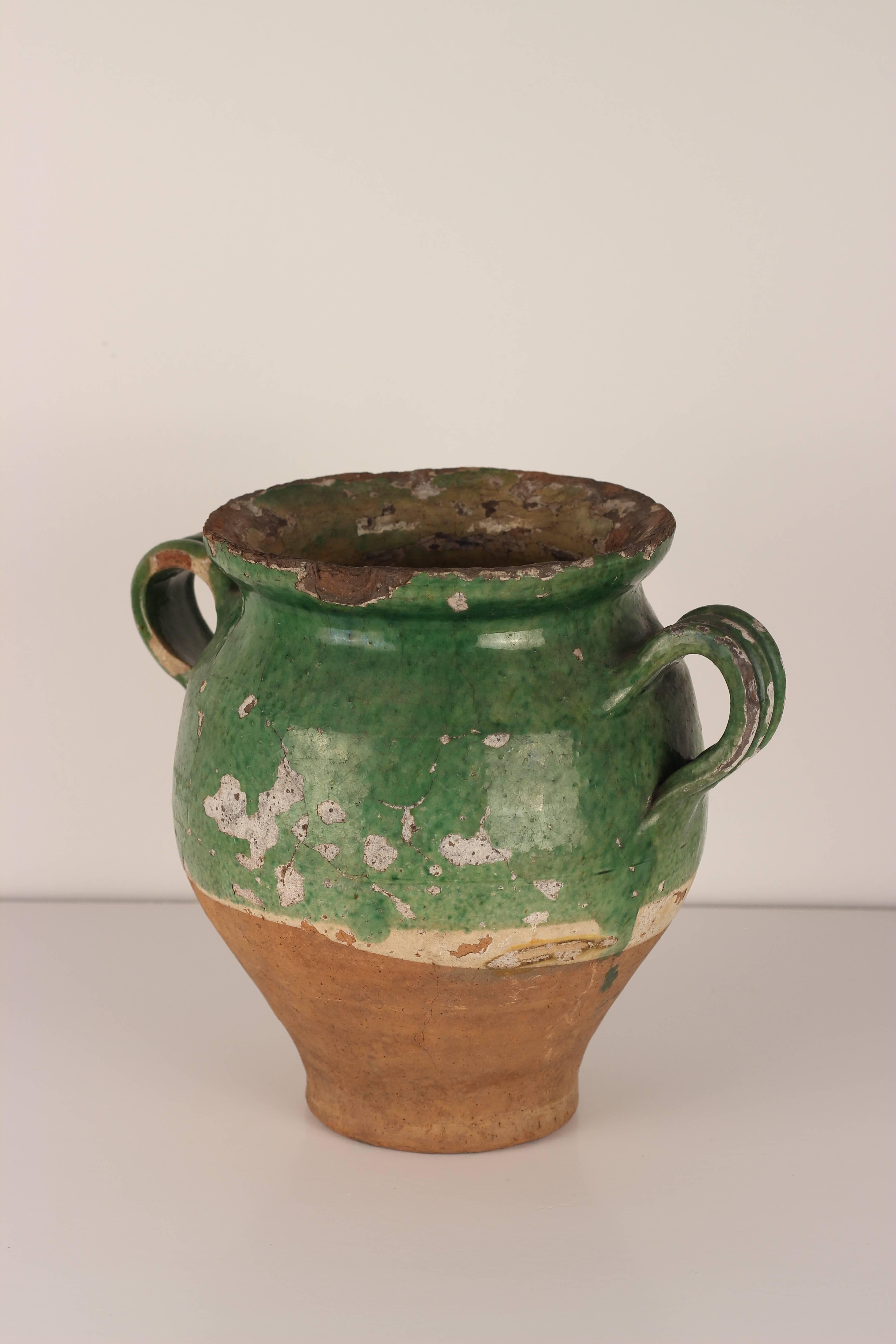 French Provincial Rare Green Confit Pot from the South of France, 19th Century