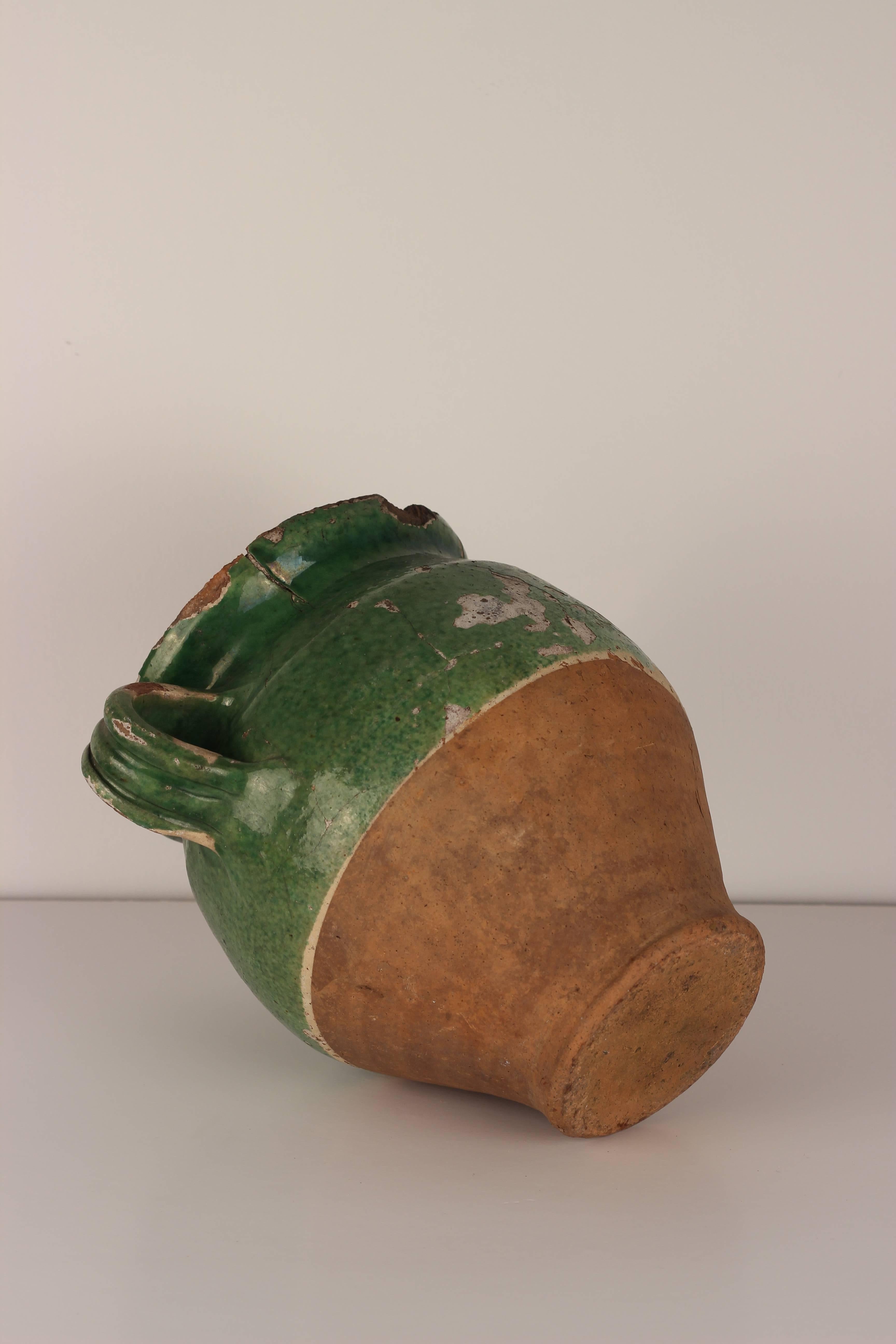 Rare Green Confit Pot from the South of France, 19th Century In Good Condition In London, GB