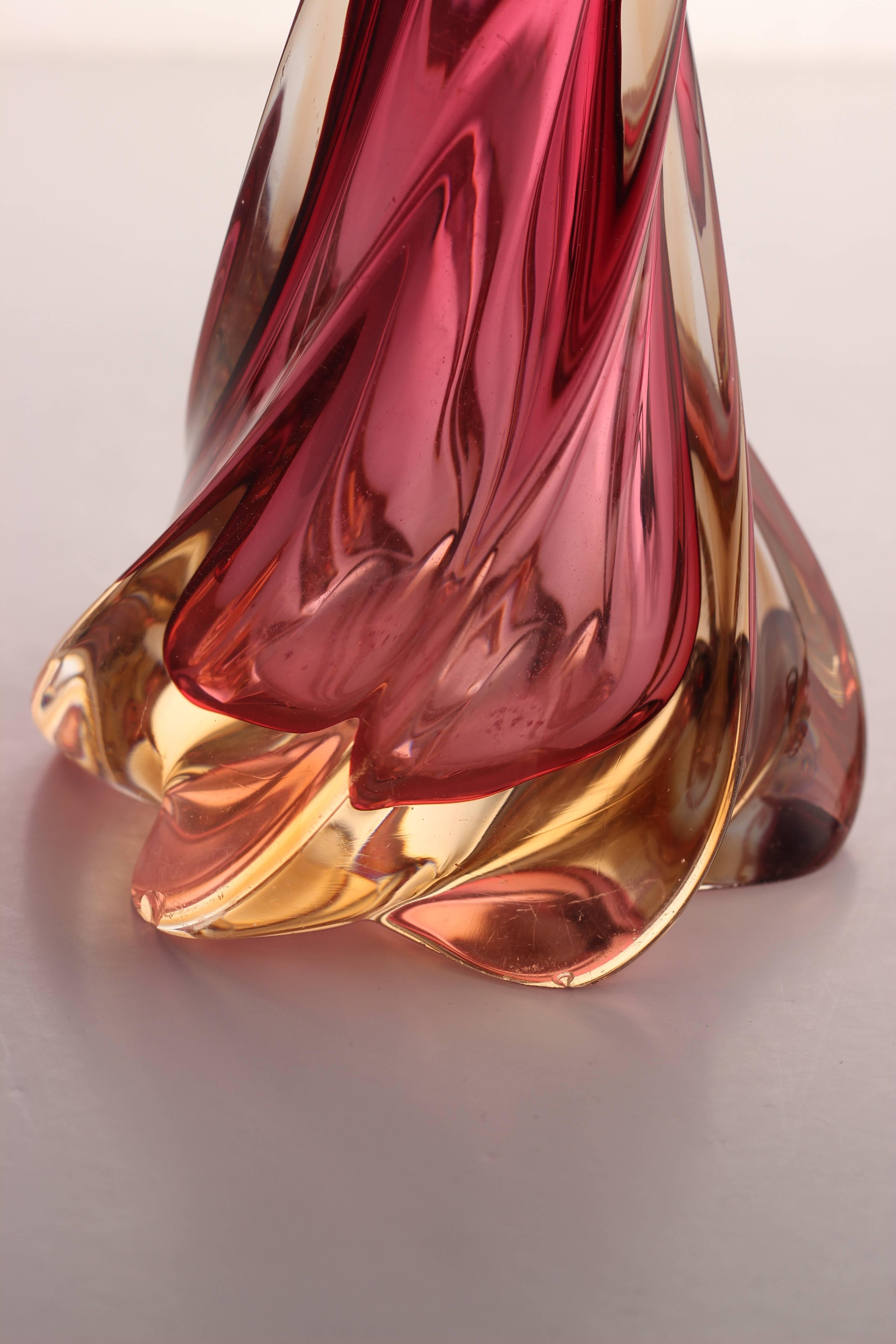 Midcentury Val Saint Lambert Glass Table Lamp im Zustand „Gut“ in London, GB