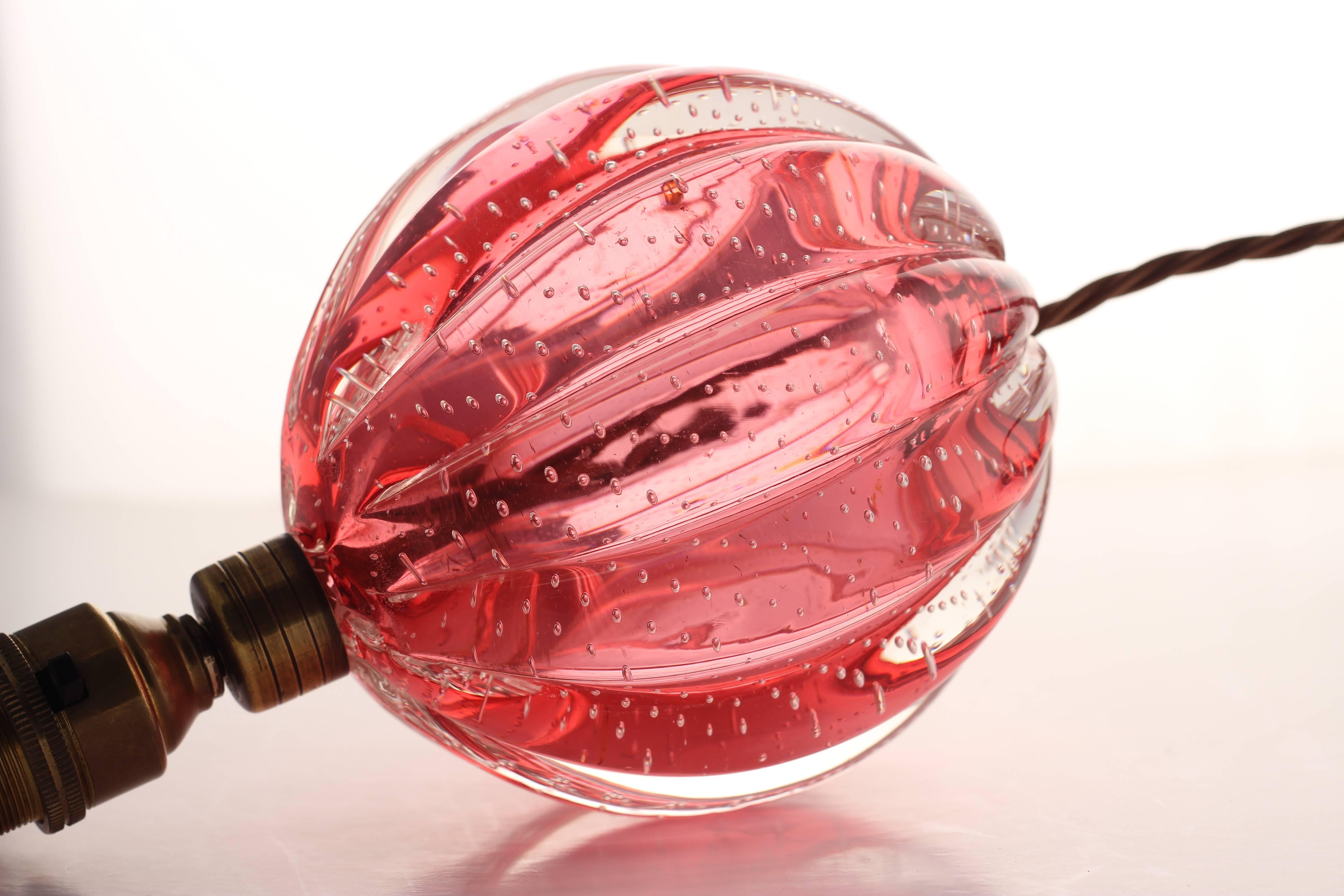 Italian Midcentury Bullicante Glass Ball Table Lamp by Vetreria Archimede Seguso