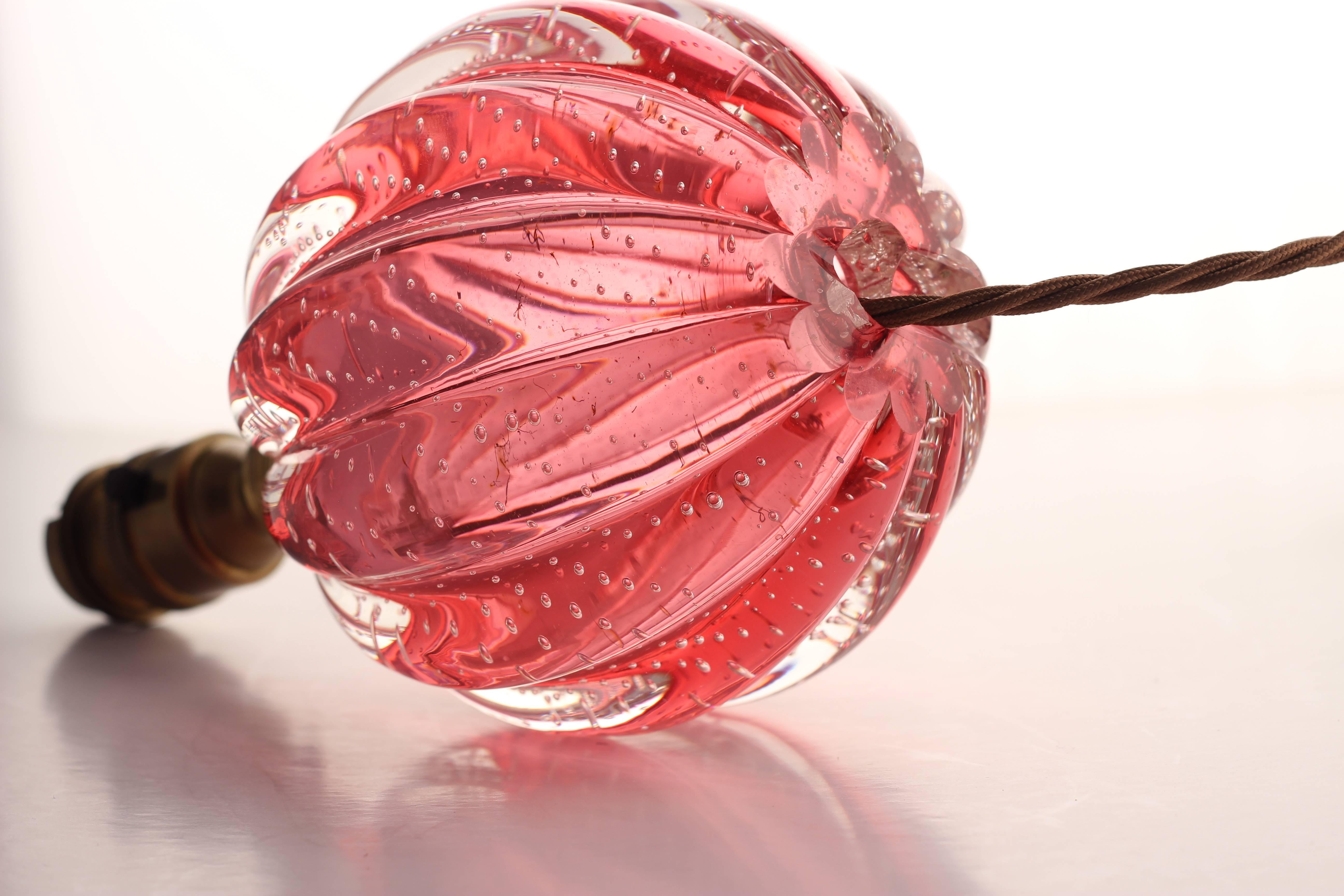 Midcentury Bullicante Glass Ball Table Lamp by Vetreria Archimede Seguso 1