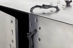 Contemporary Rovi Aluminum Bar Cabinet Or Credenza with Resin Thorn Handles