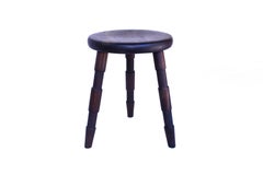 Saddle, Handmade Wood Stool With Textured Legs and a Carved Seat
