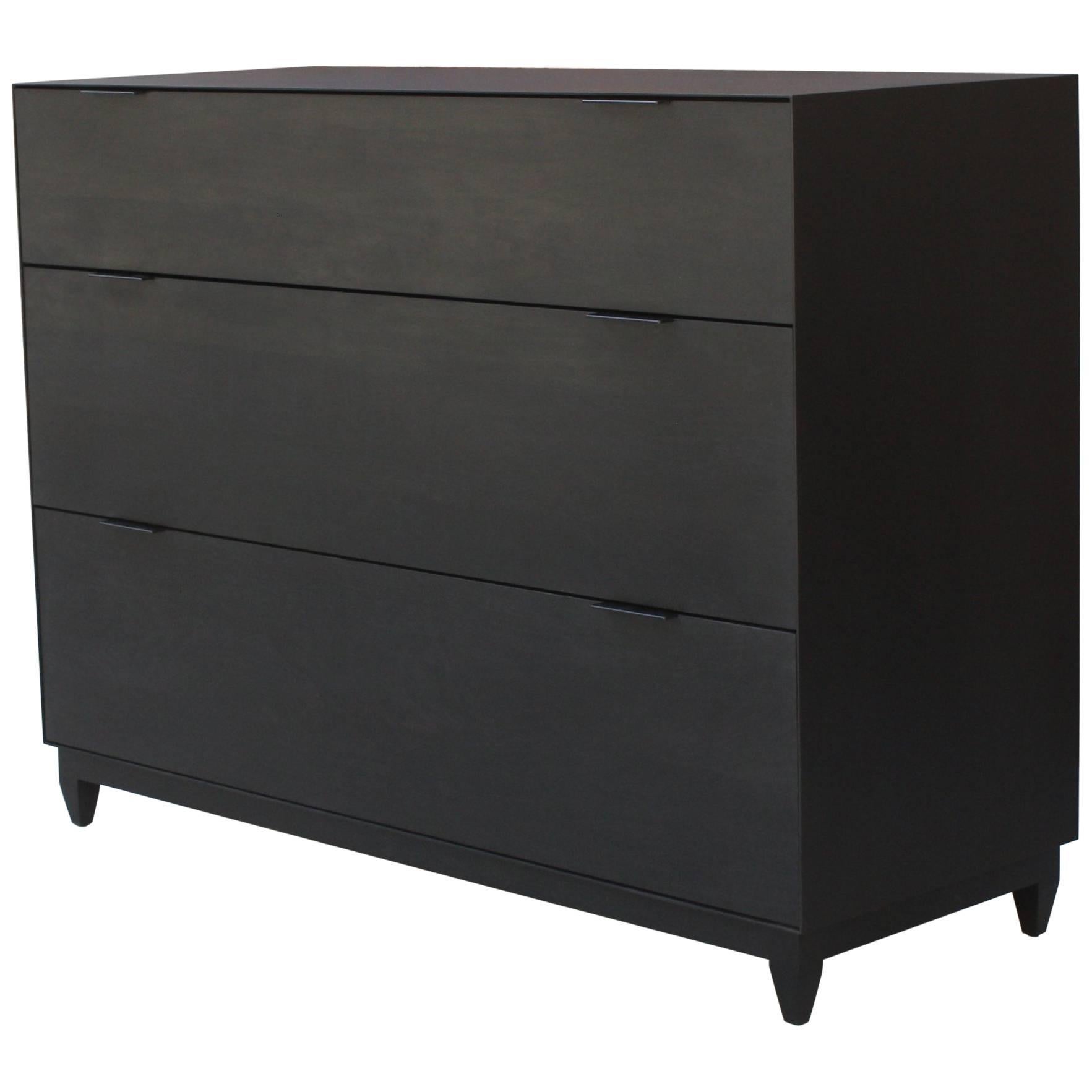 Oxide, Custom Dresser or Handmade Chest of Drawers in Matte Black and Wood For Sale