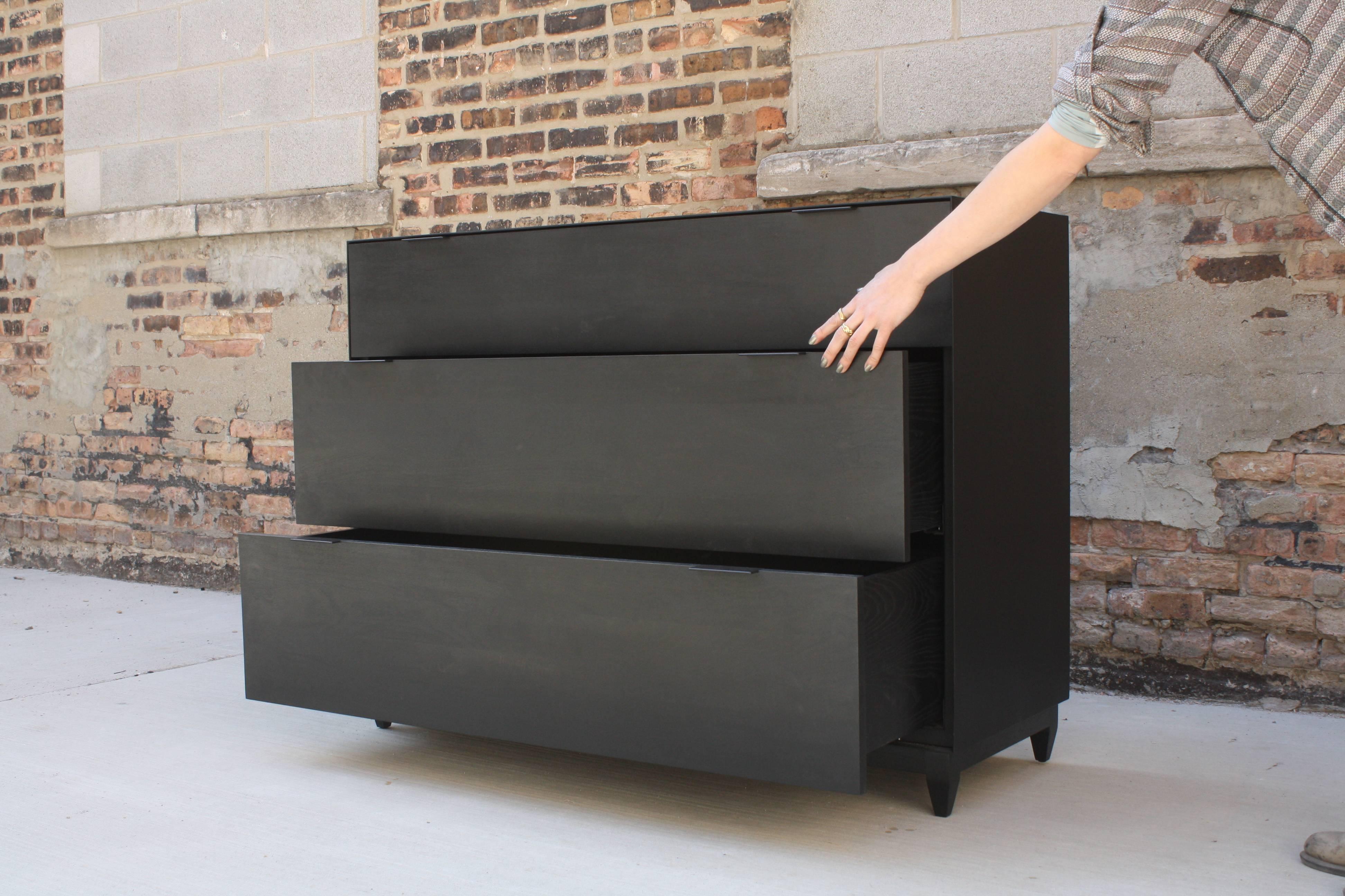 Modern Oxide, Custom Dresser or Handmade Chest of Drawers in Matte Black and Wood For Sale