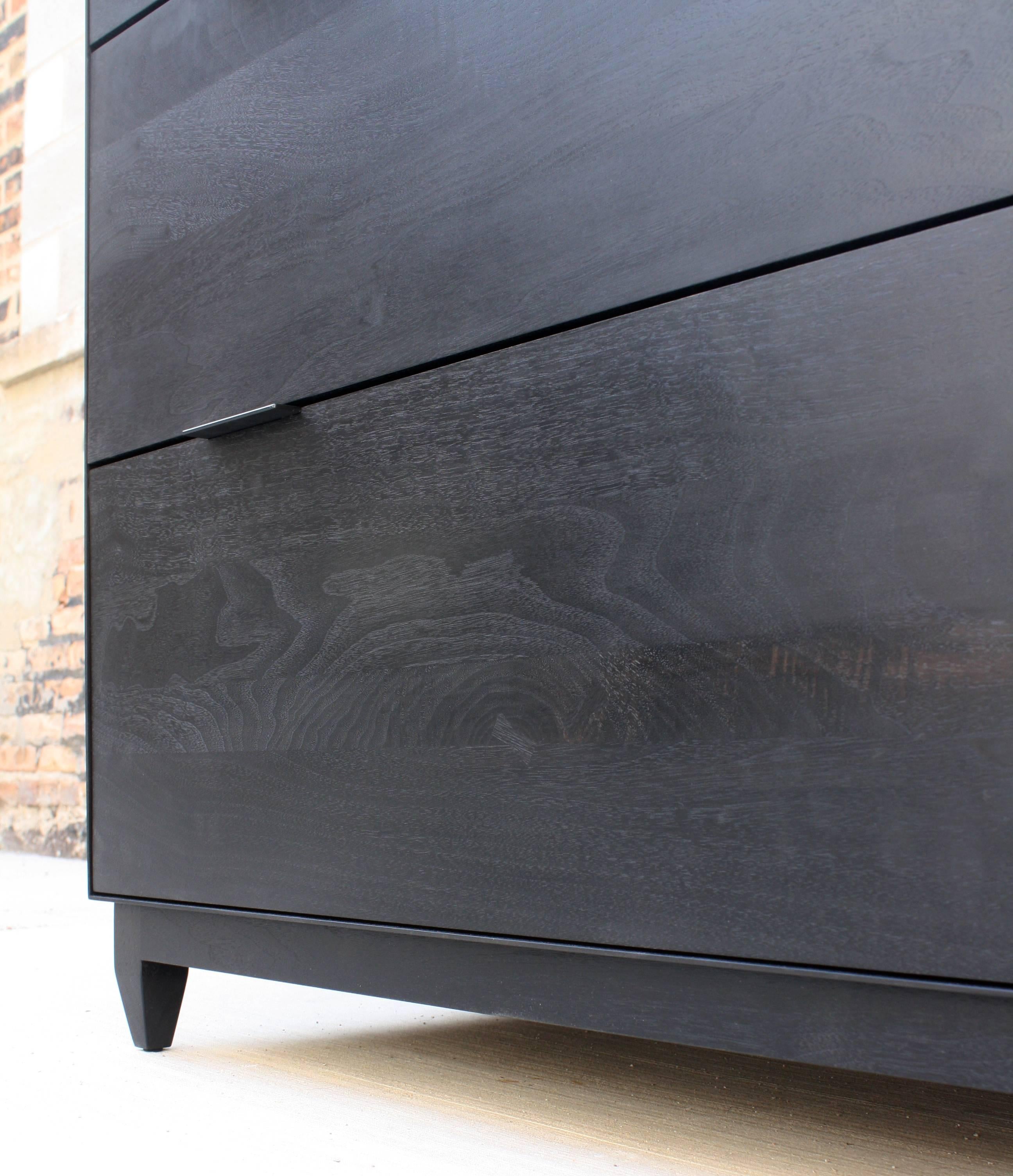 Metal Oxide, Custom Dresser or Handmade Chest of Drawers in Matte Black and Wood For Sale