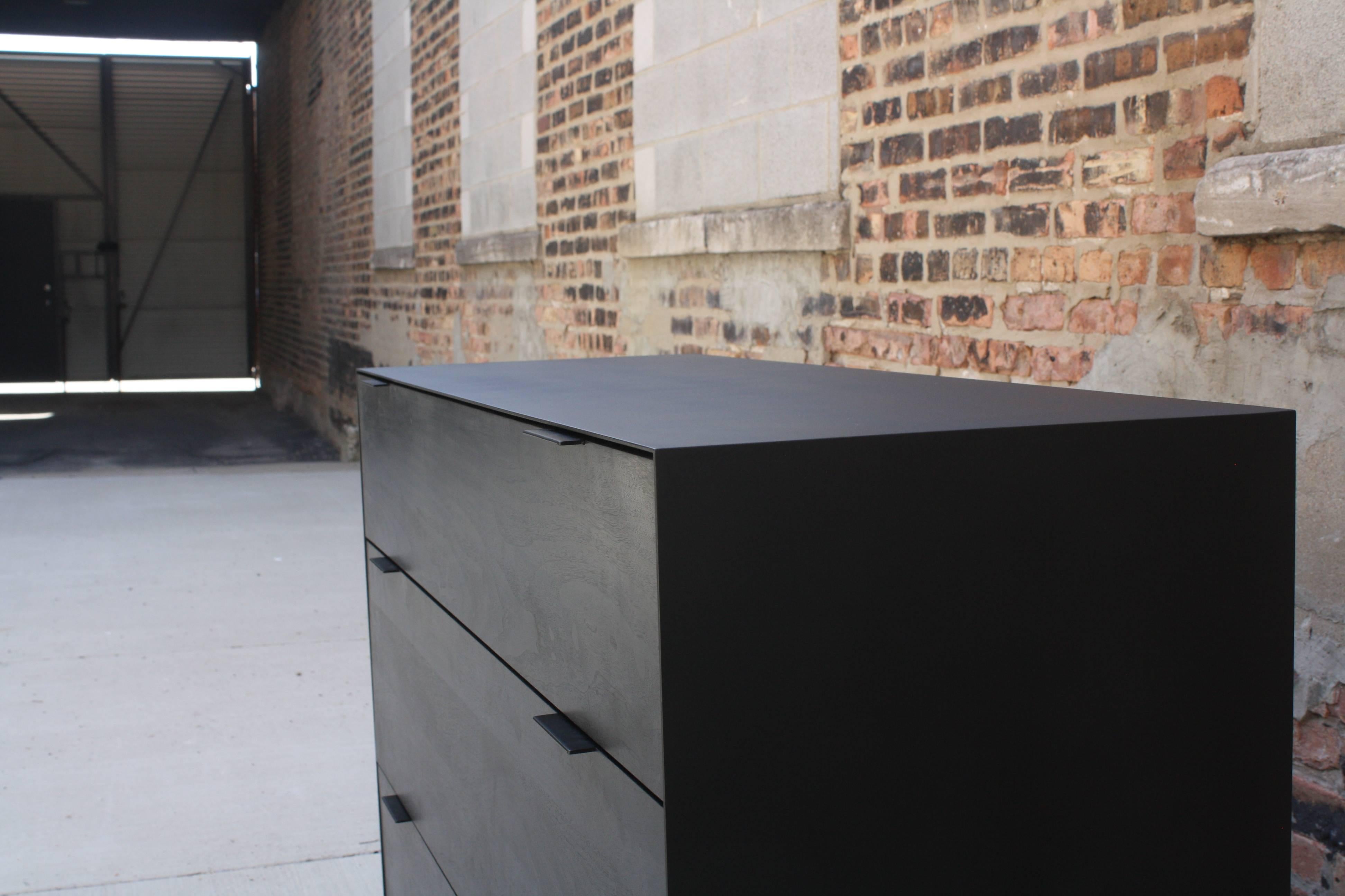 Oxide, Custom Dresser or Handmade Chest of Drawers in Matte Black and Wood For Sale 1