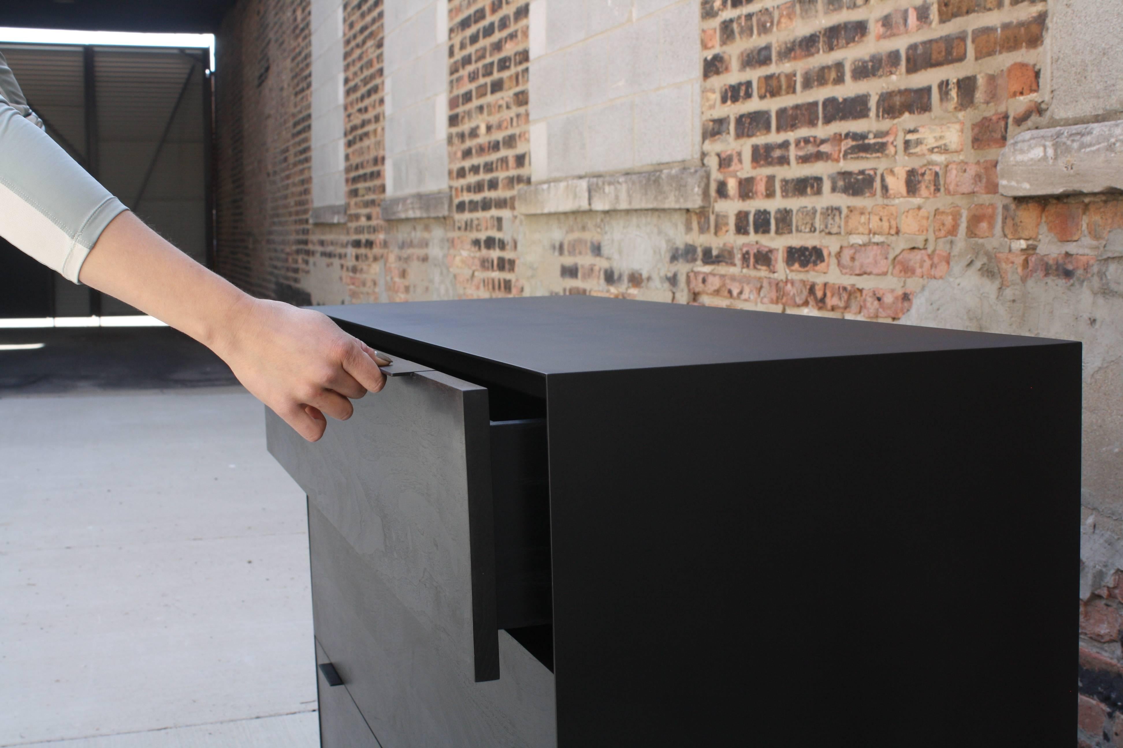 Oxide, Custom Dresser or Handmade Chest of Drawers in Matte Black and Wood For Sale 3