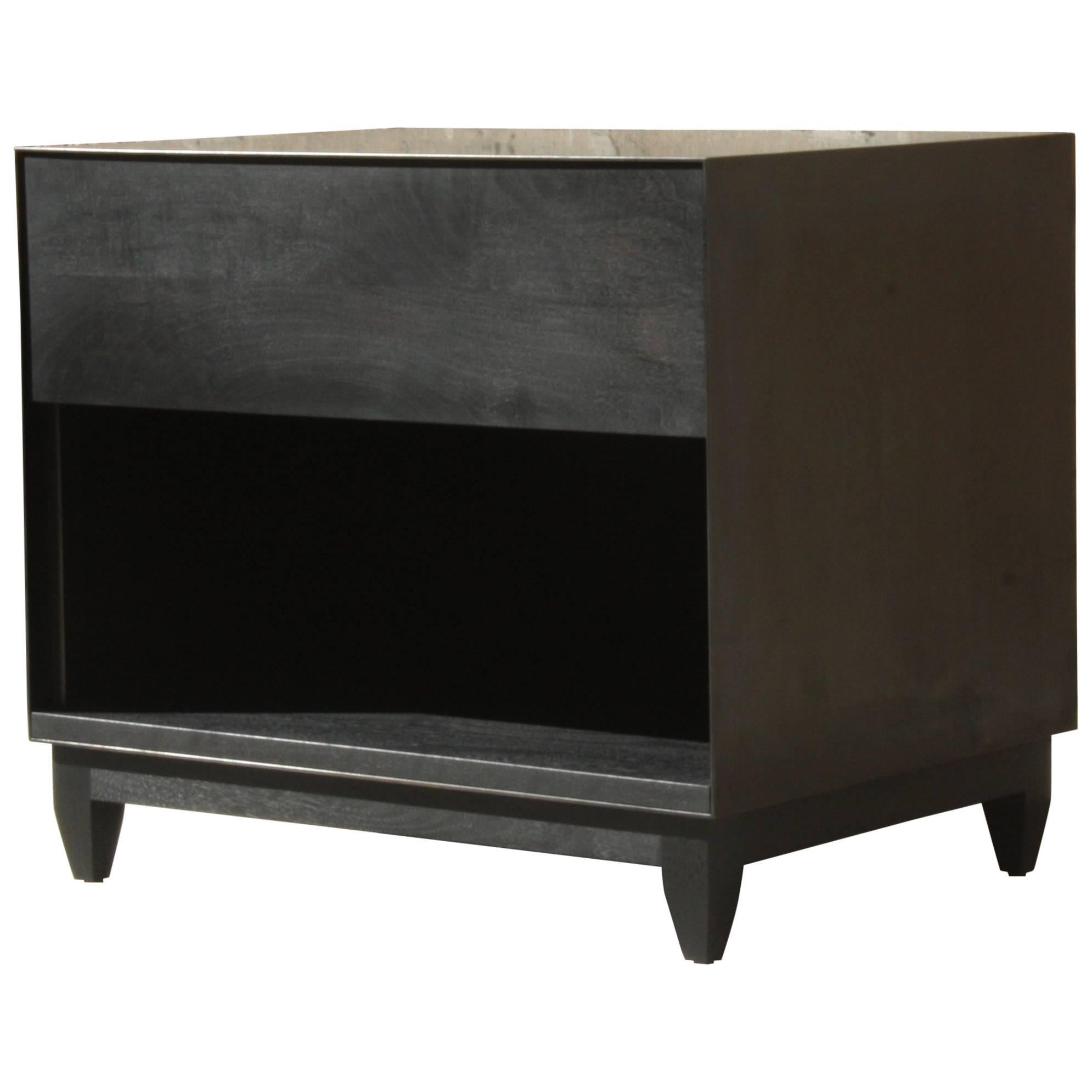 Oxide, Handmade Nightstand or Contemporary Side Table - Blackened Steel and Wood For Sale