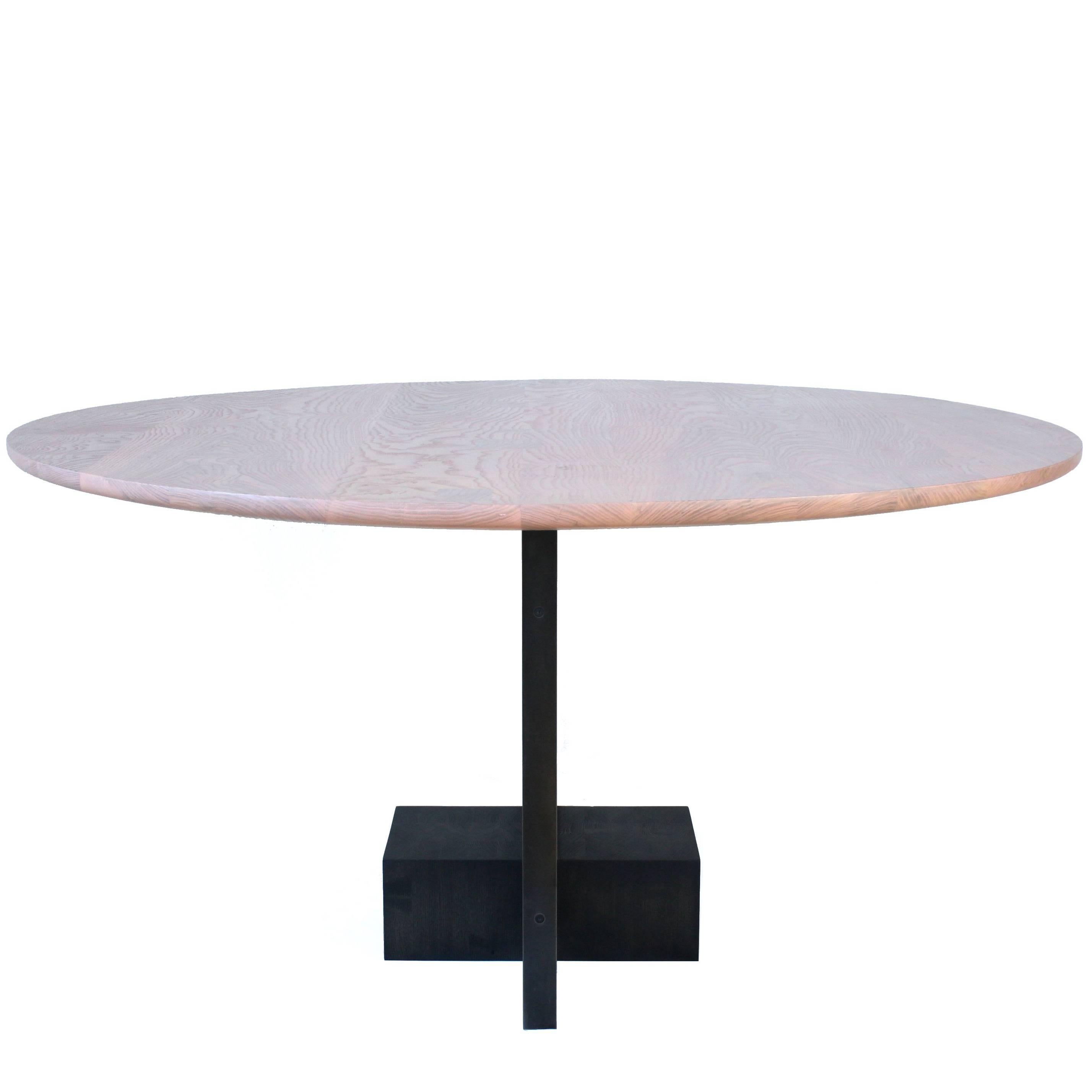 Jupiter, a Customizable Wood Dining Table with Blackened Steel For Sale
