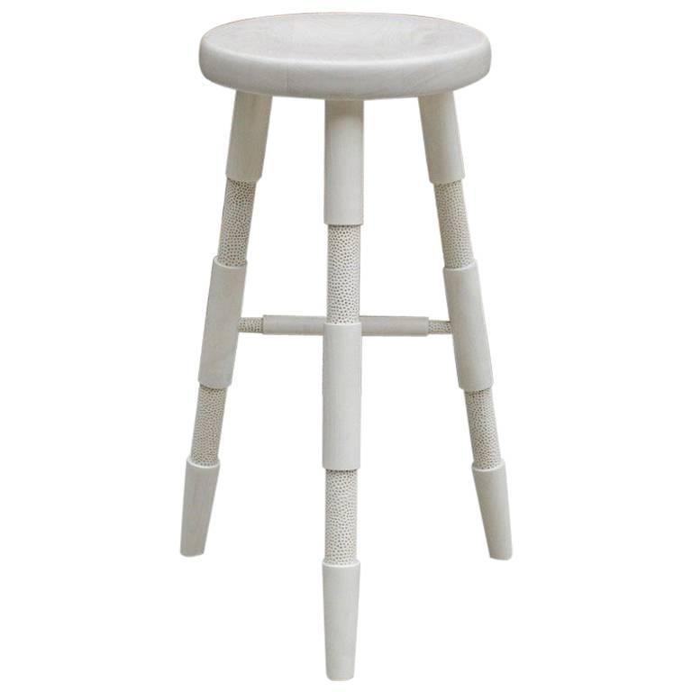 Saddle, a Modern Wood Counter Stool or Handmade Bar Stool in Bleached Maple For Sale