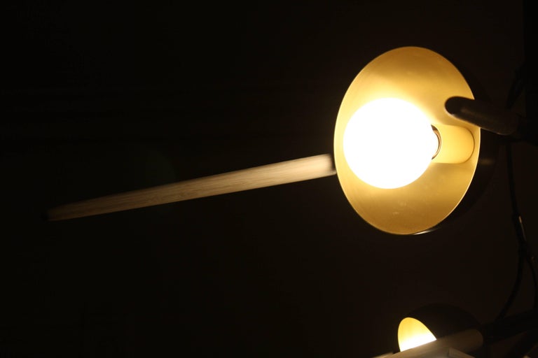 Iris, Customizable Contemporary Chandelier with Handmade Wood Spindles