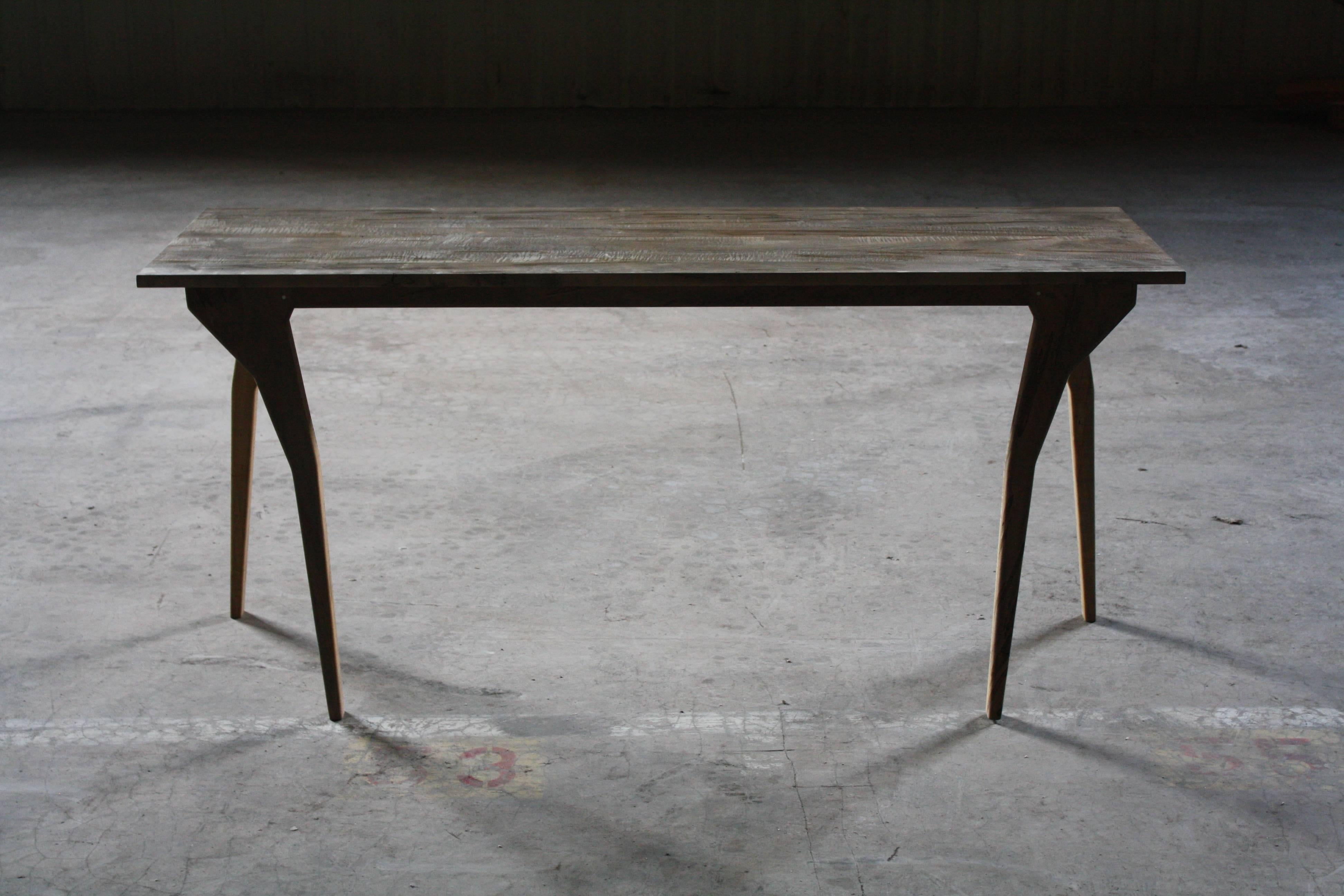 Walking, Handmade Hall Table or Custom Desk in Oxidized Walnut by Laylo Studio For Sale 1