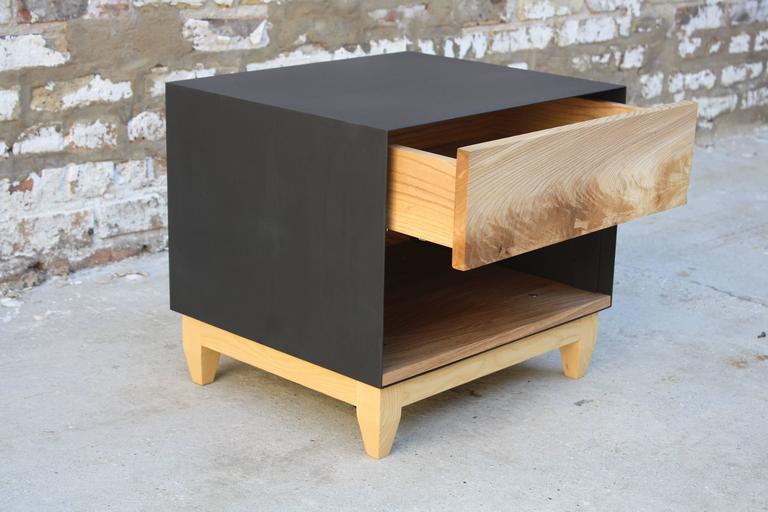 Oxide, a steel and wood nightstand handmade by Laylo Studio For Sale at