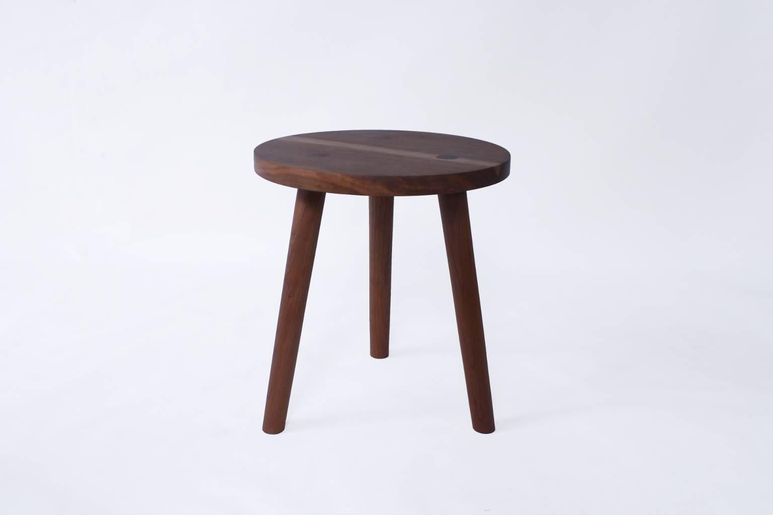 Modern Cherry, Handmade Stool or Side Table with Turned Legs For Sale