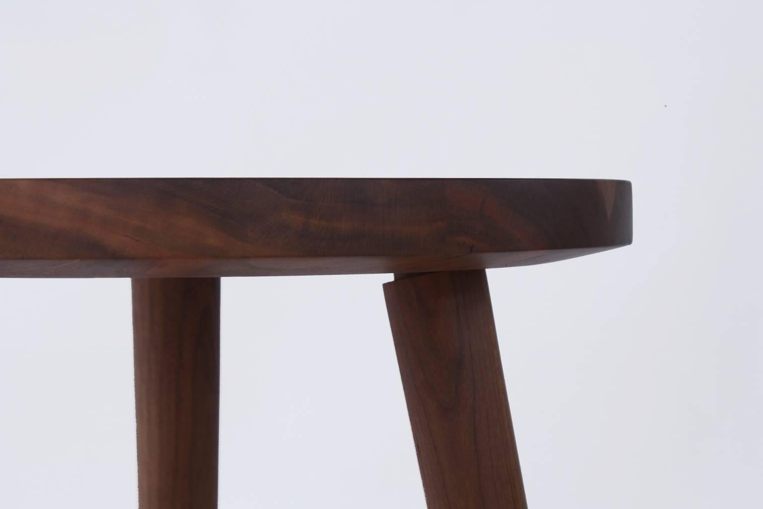 Ebonized Walnut, A Solid Wood Stool or Side Table with Turned Legs For Sale 1