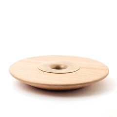 Nocturne Contemporary Hand-Turned Solid Wood and Brass Candleholder