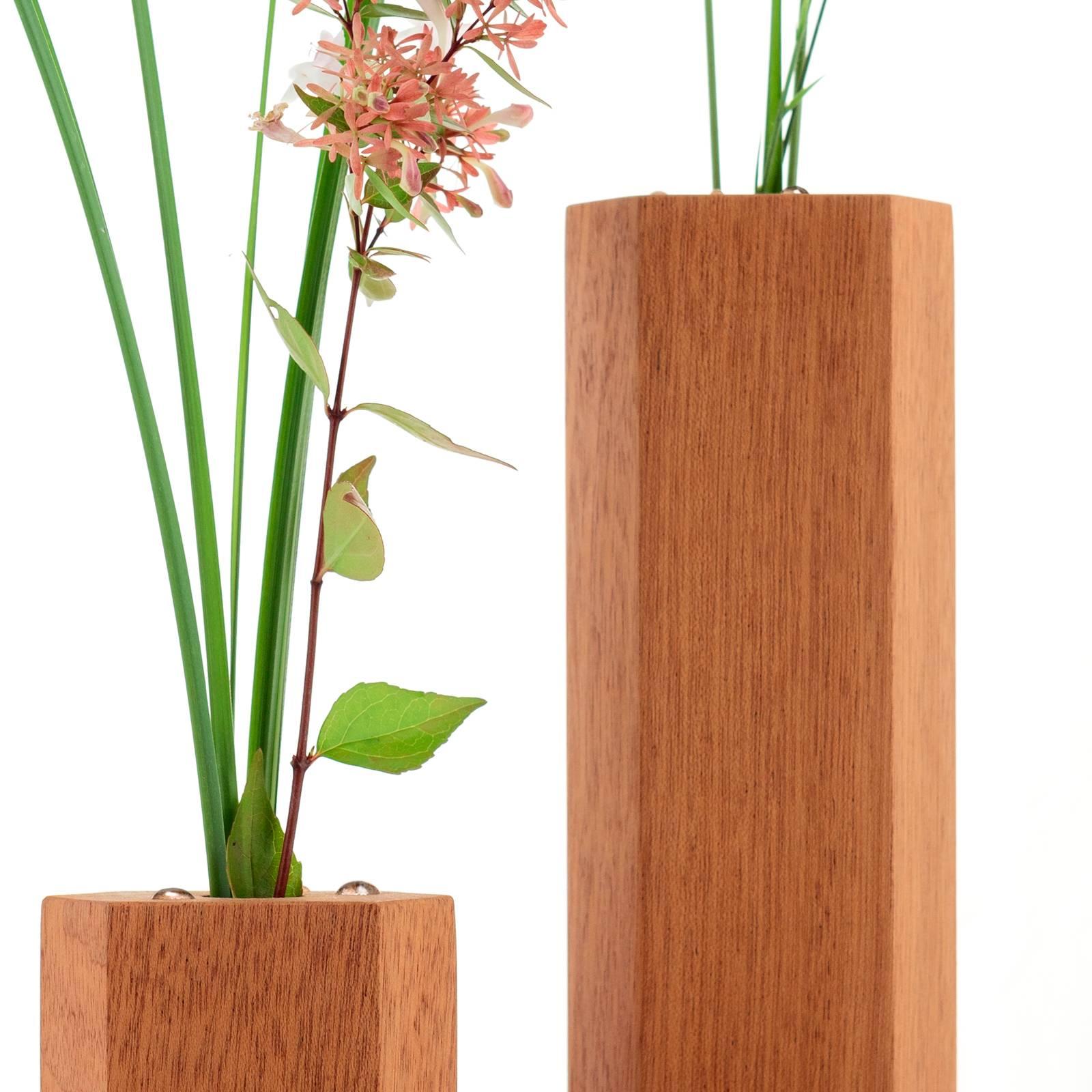 French Bloc Contemporary Geometric Wood Single-Bud Vase Set of Tree For Sale