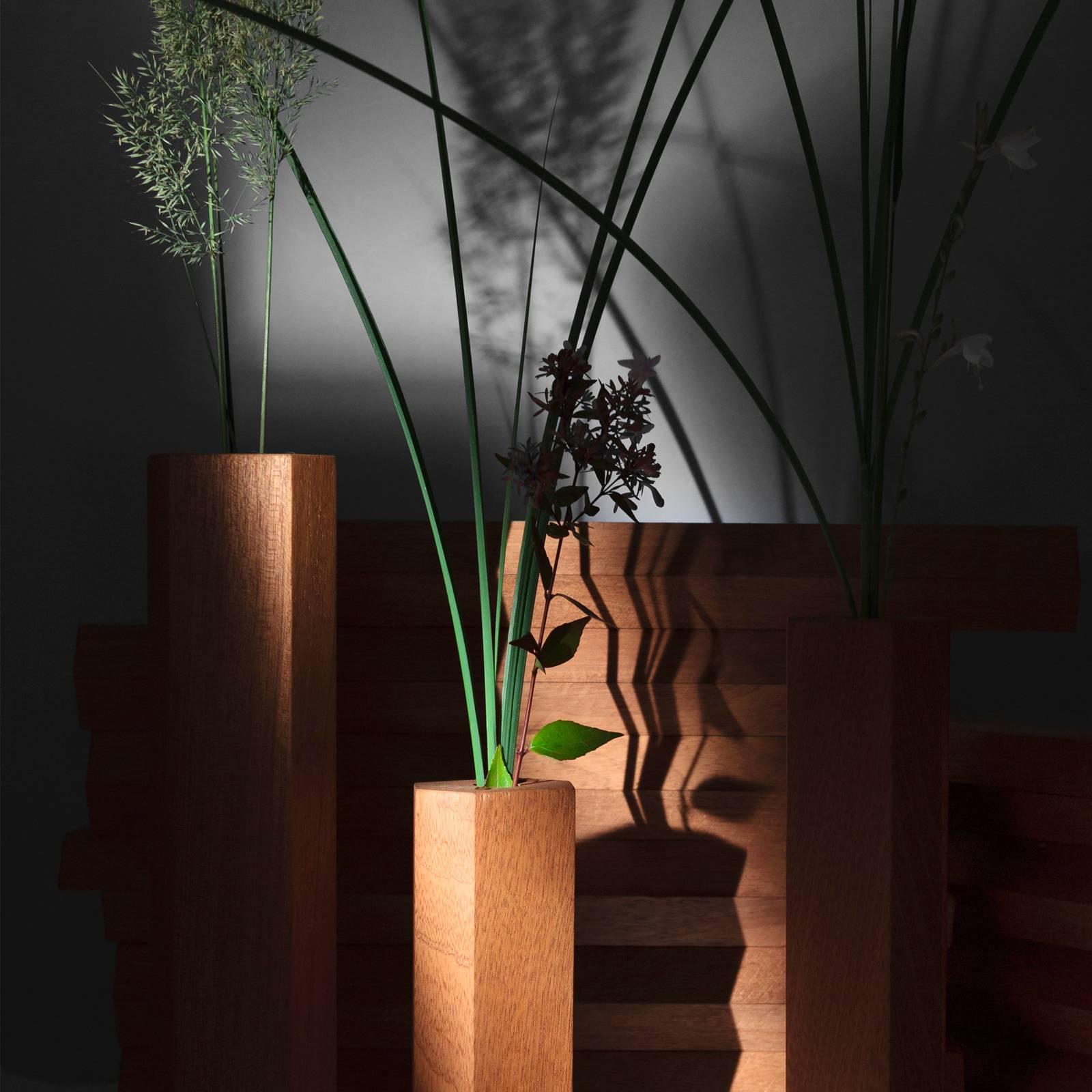 Bloc Contemporary Geometric Wood Single-Bud Vase Set of Tree In New Condition For Sale In Samois sur Seine, Ile de France 