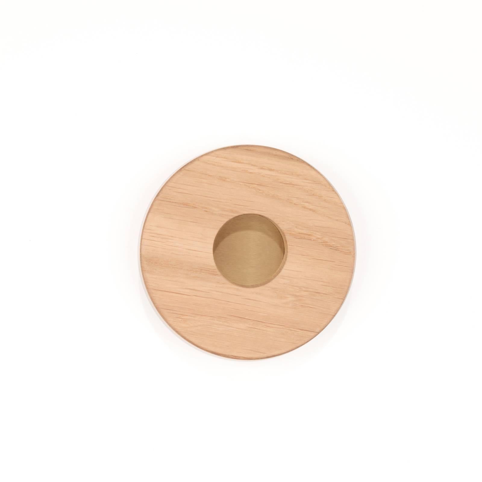 Minimalist Nocturne Contemporary Hand Turned Solid Wood and Brass Tea Light Holder For Sale