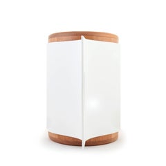 En Aparté Contemporary Hand-Turned Solid Wood and Leather Stool
