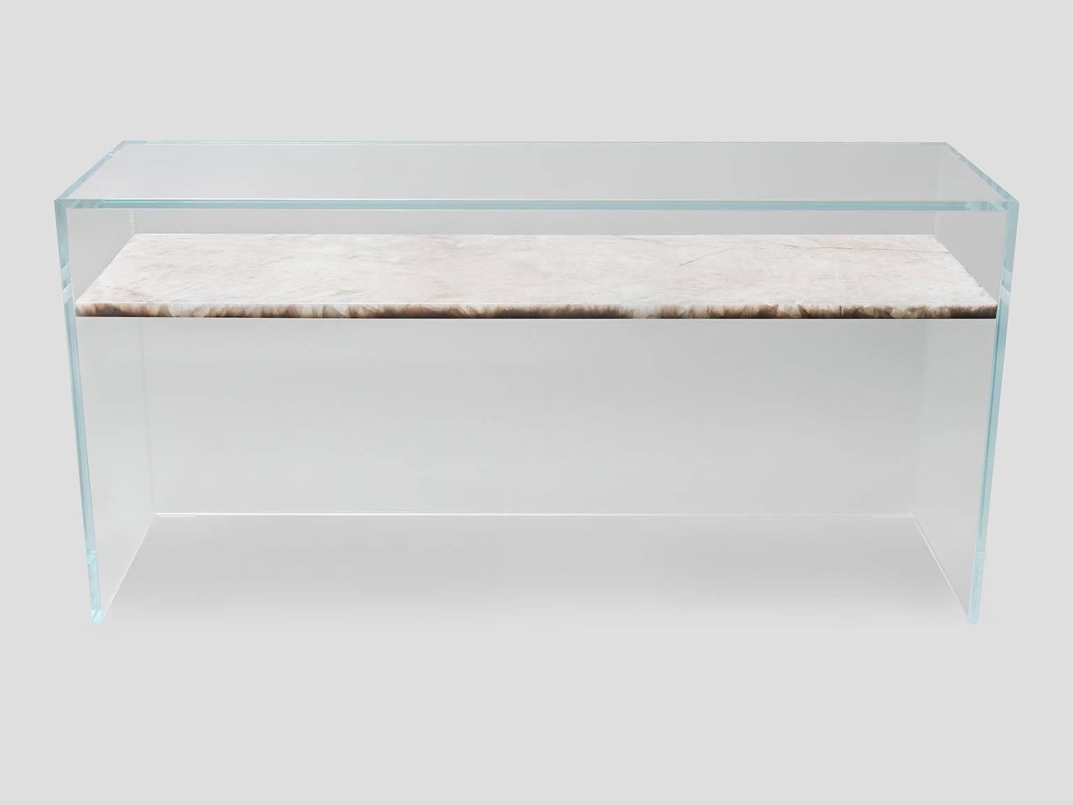 Canadian to Float from Grace, Glass and Stone Console For Sale
