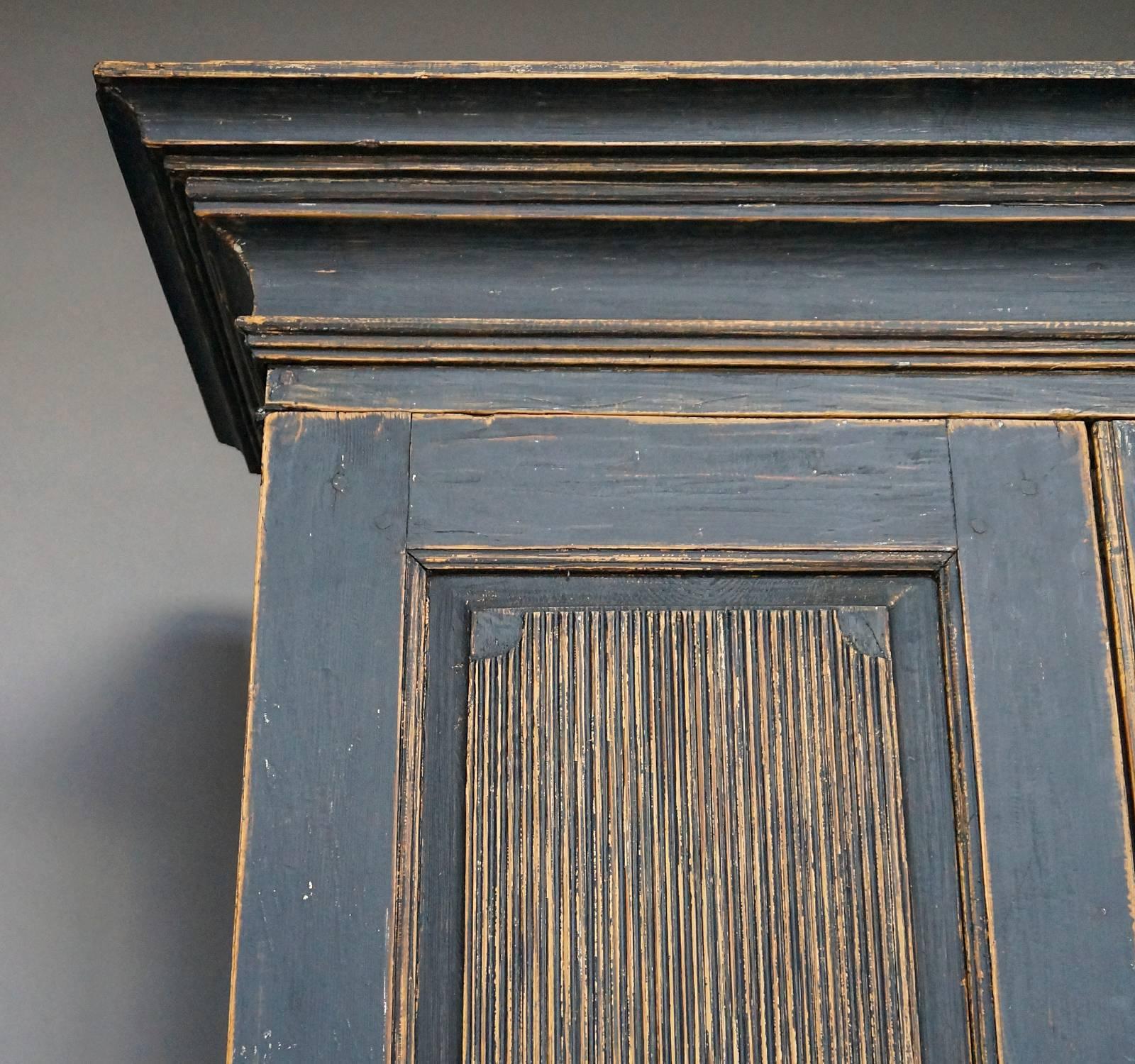 Period Gustavian Cabinet in Black Paint In Excellent Condition In Great Barrington, MA