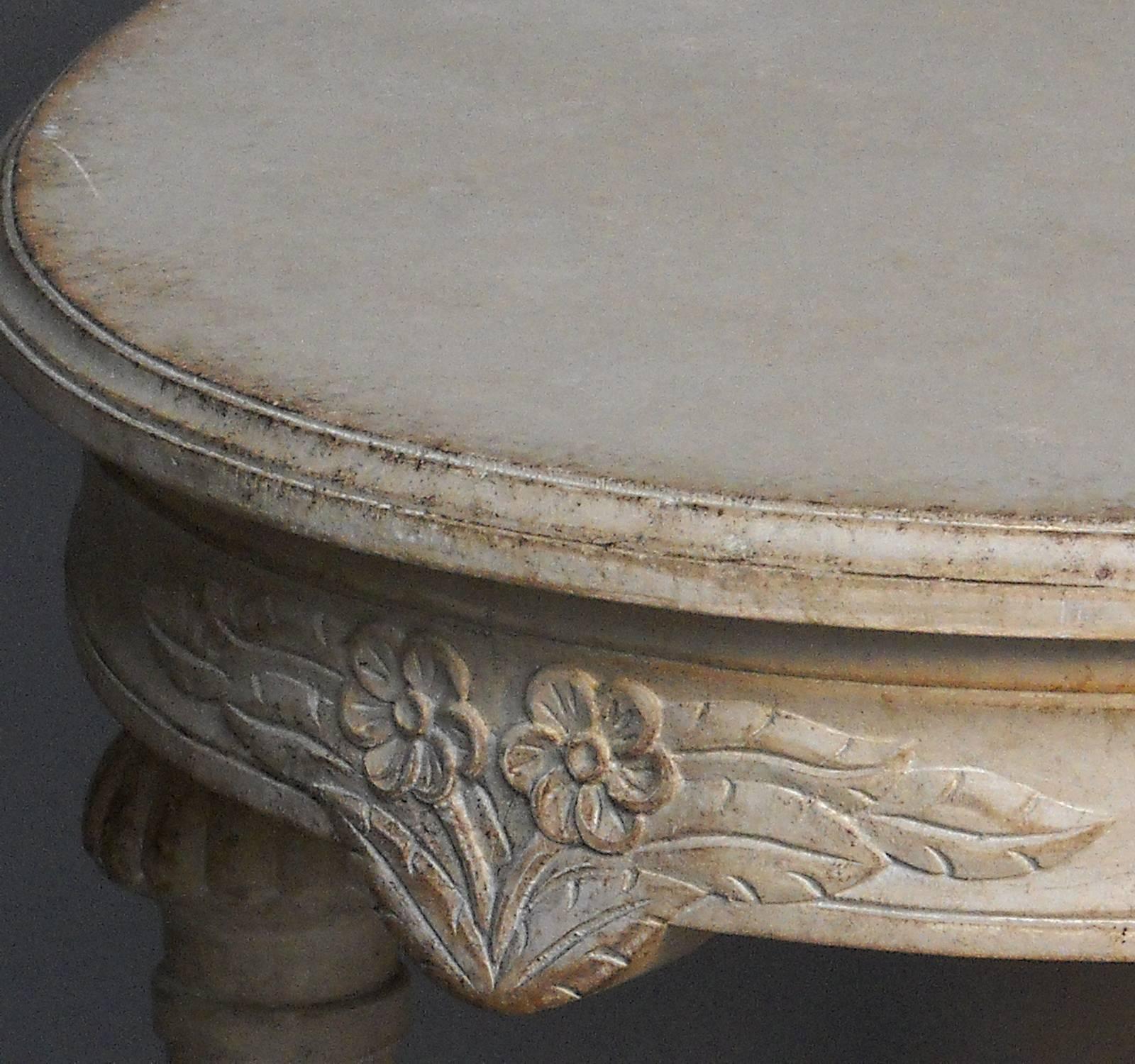 Swedish Gustavian Style Table with Floral Carving