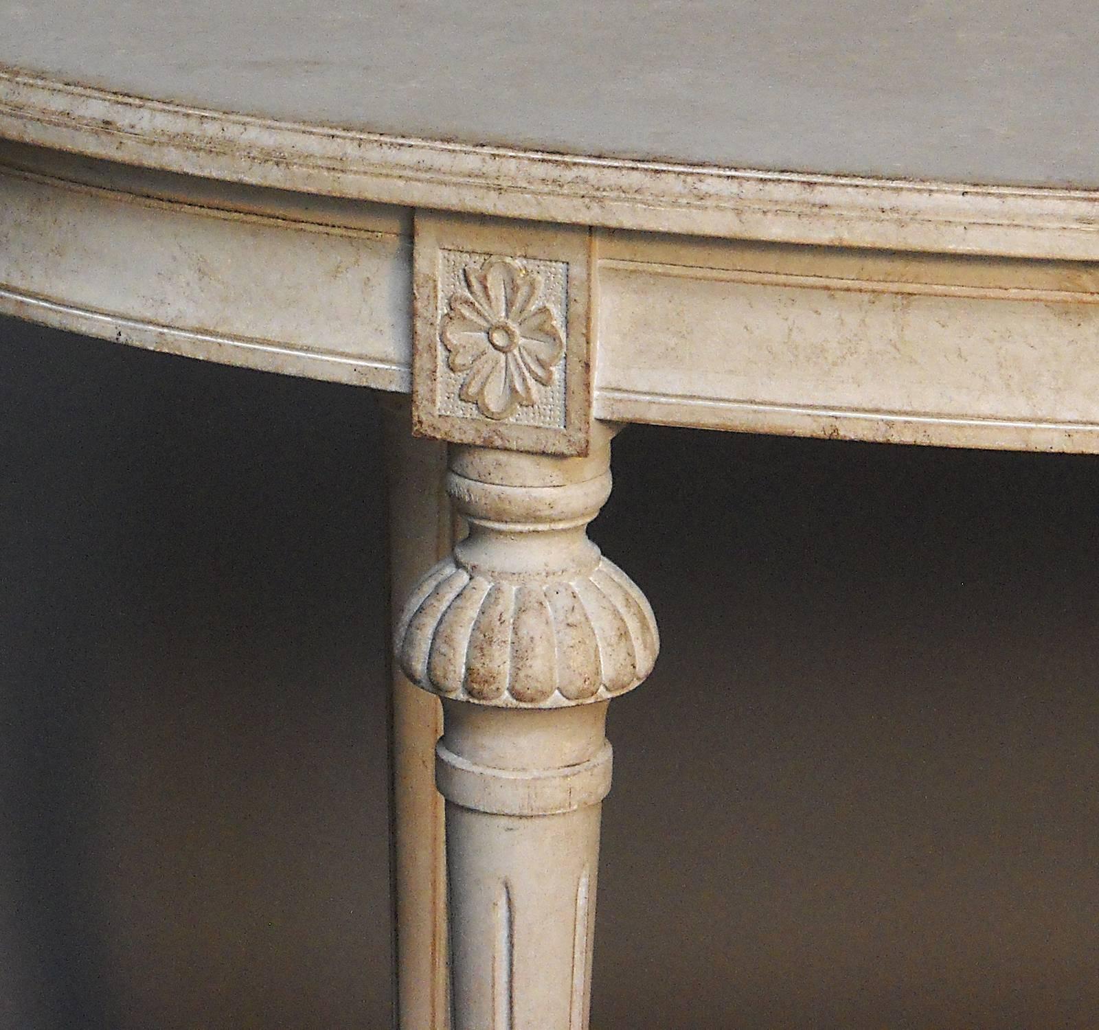 Gustavian Style Table with Floral Carving In Excellent Condition In Great Barrington, MA