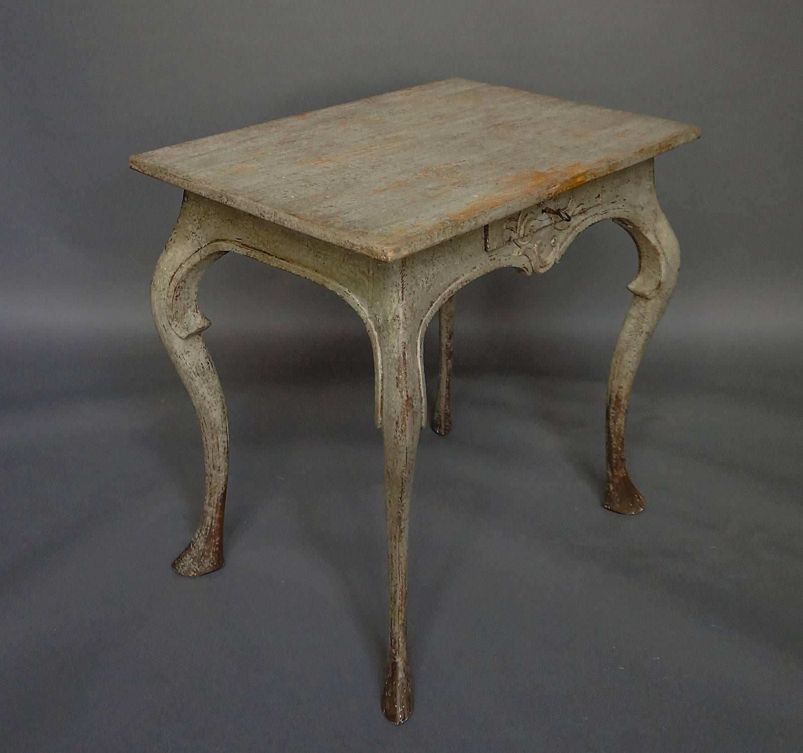 Hand-Carved Swedish Rococo Table in Original Paint