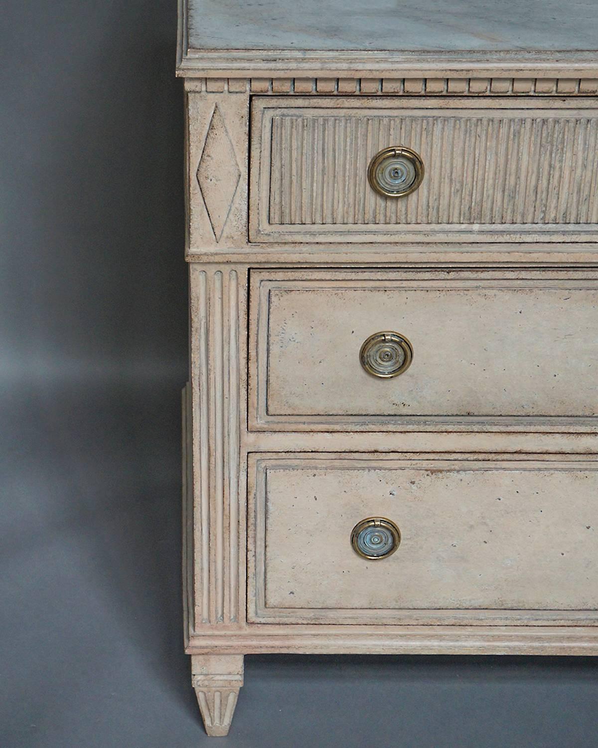 19th Century Empire Chest of Drawers with Marbled Top
