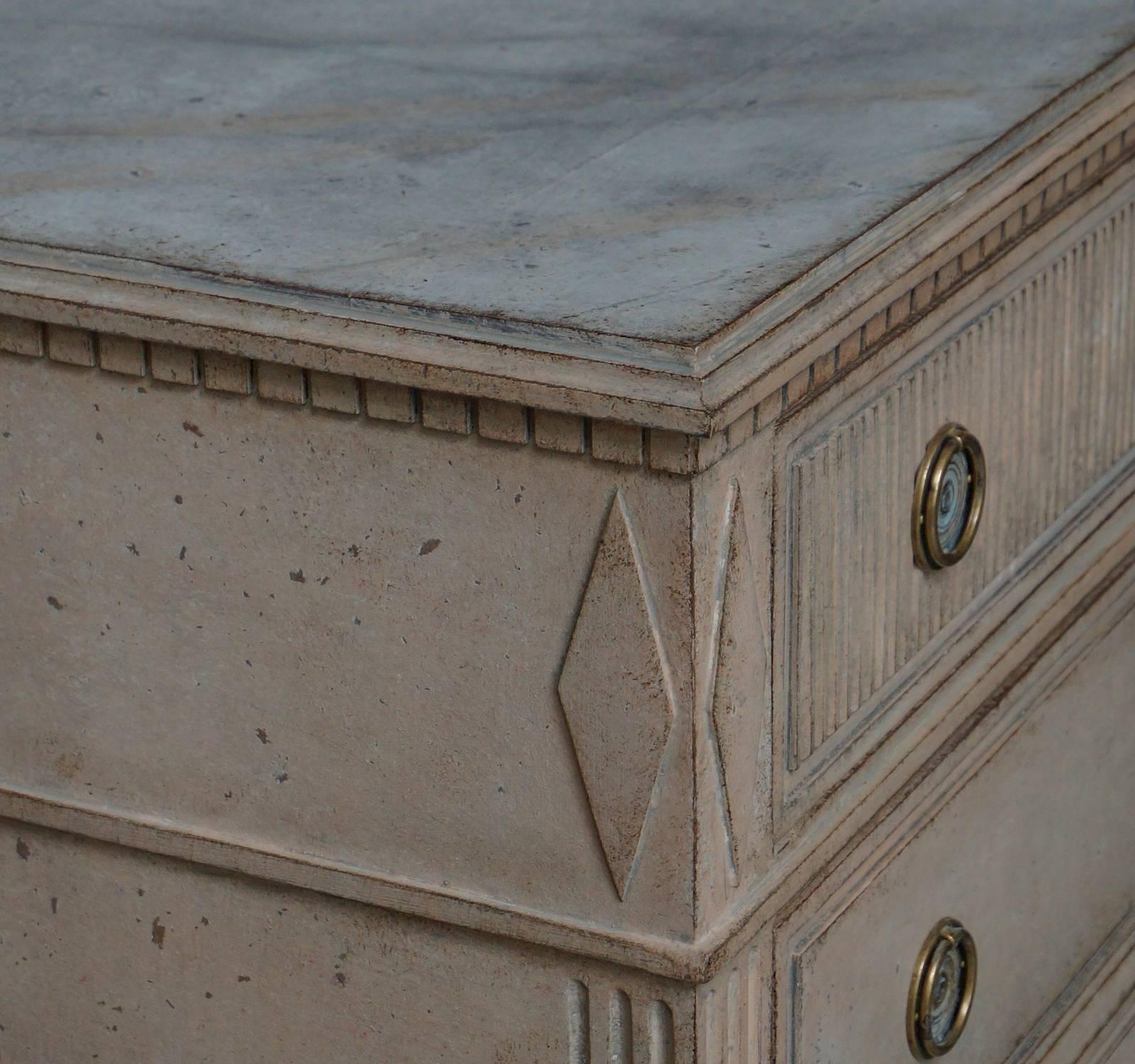 Hand-Carved Empire Chest of Drawers with Marbled Top