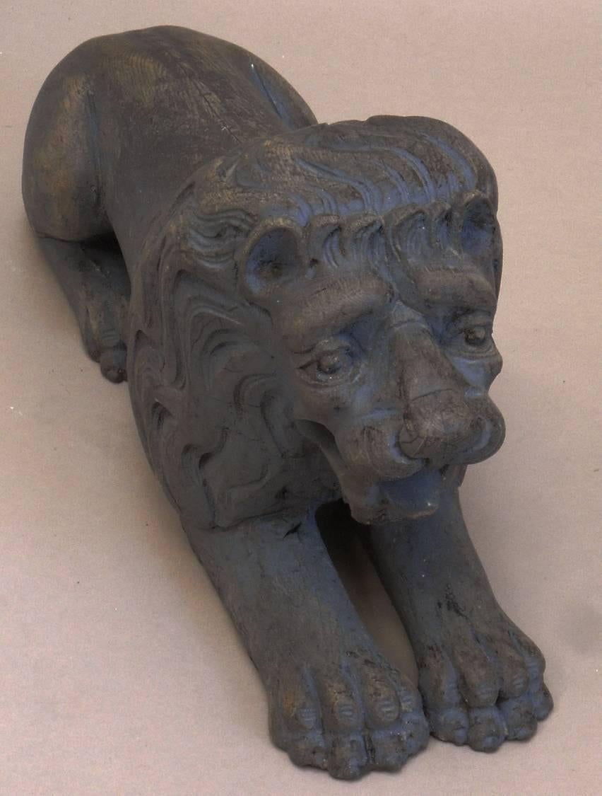 Swedish Pair of Carved Lions Couchant