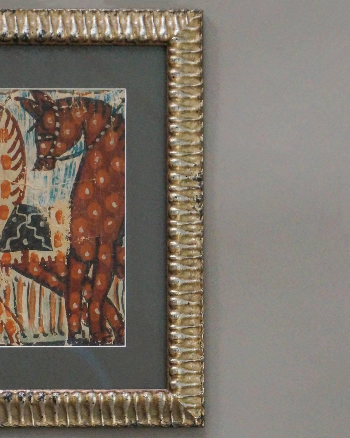 Fragment of larger bonad, probably an illustration of Joseph’s brothers in Egypt. Sweden (perhaps from the Sunnerbo school), circa 1820. Archivally framed.