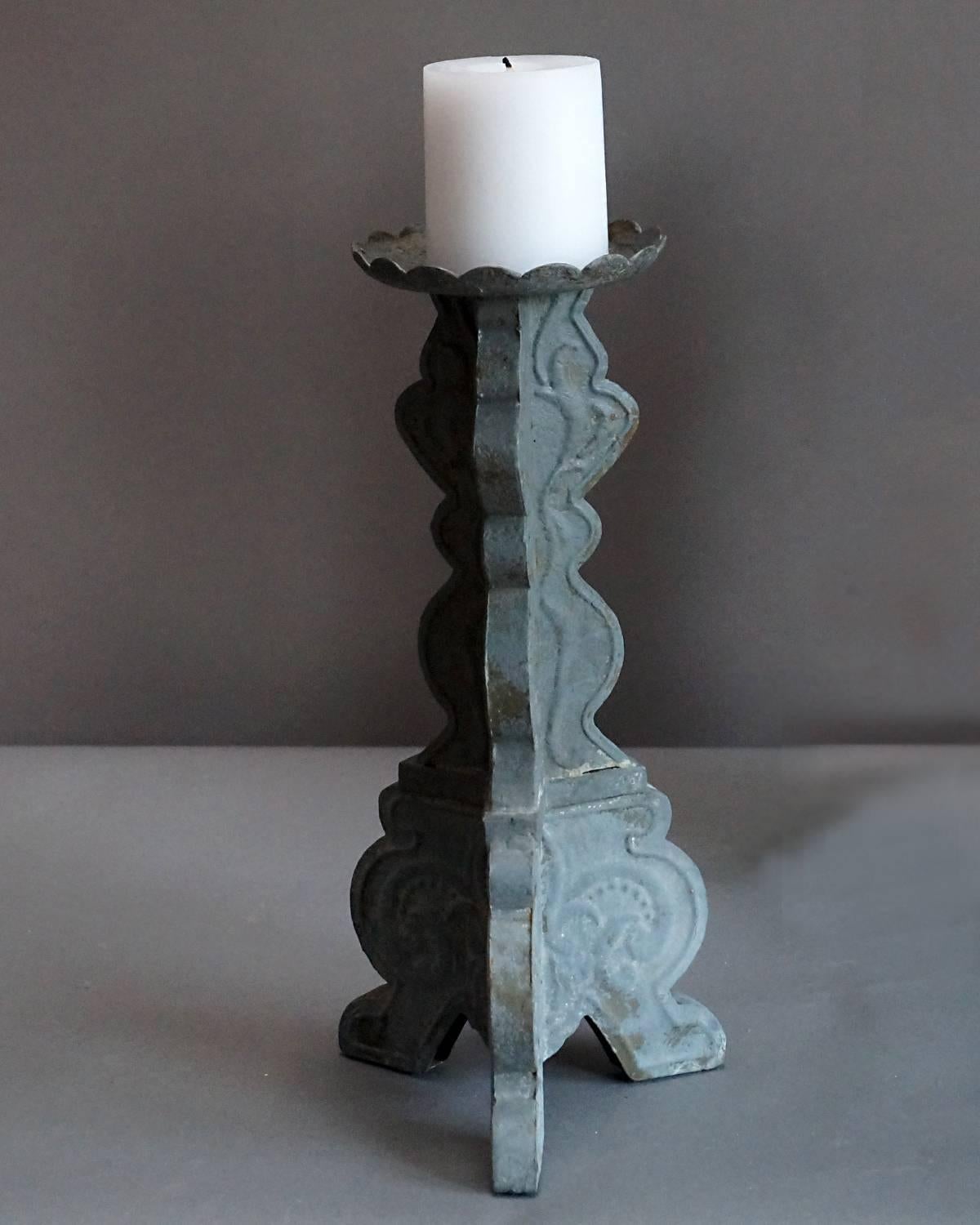 Hand-Crafted Set of Four Swedish Tin Candlesticks
